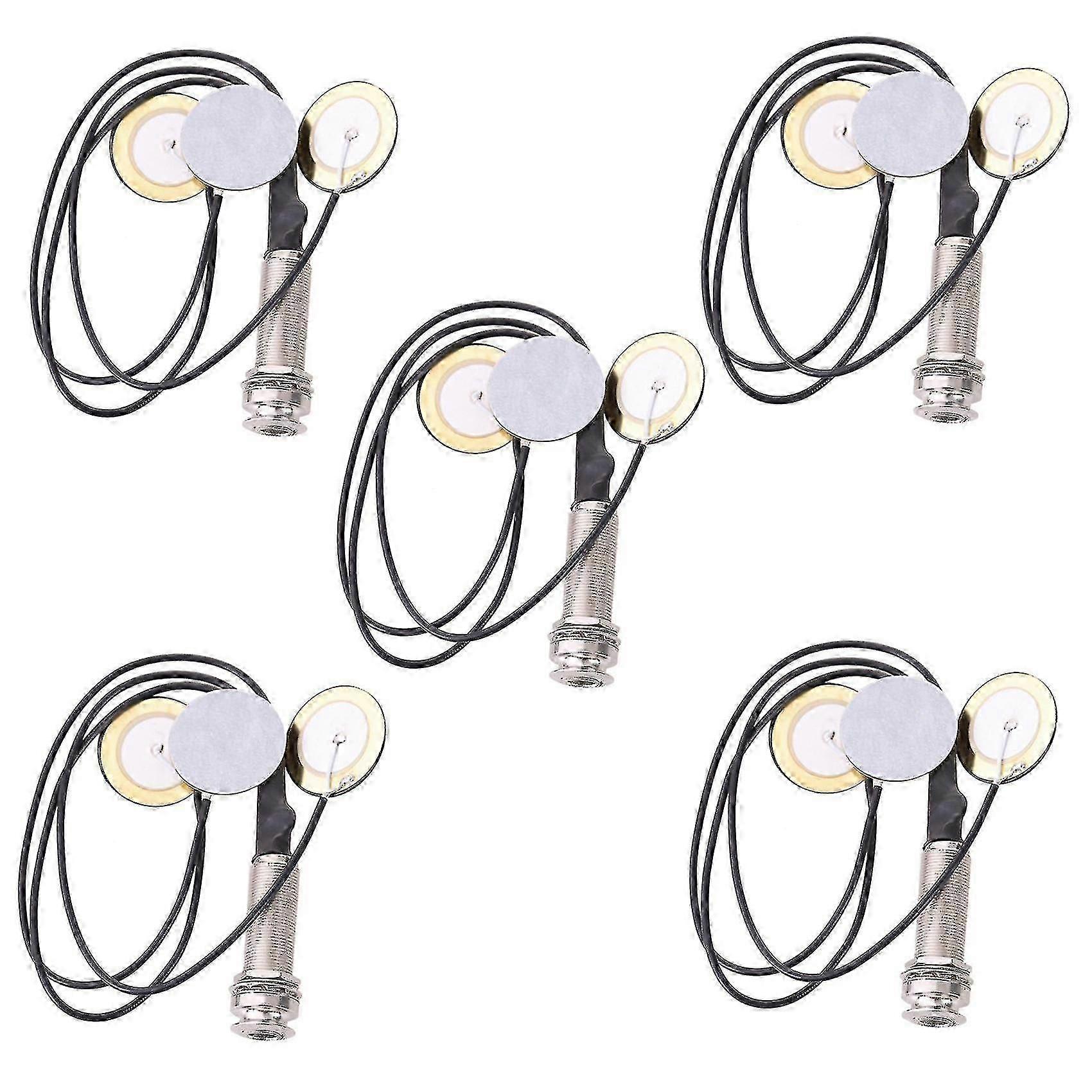 5x Piezo Contact Microphone 3 Transducer Pickups With End Pin Jack For Kalimba-YUHAO
