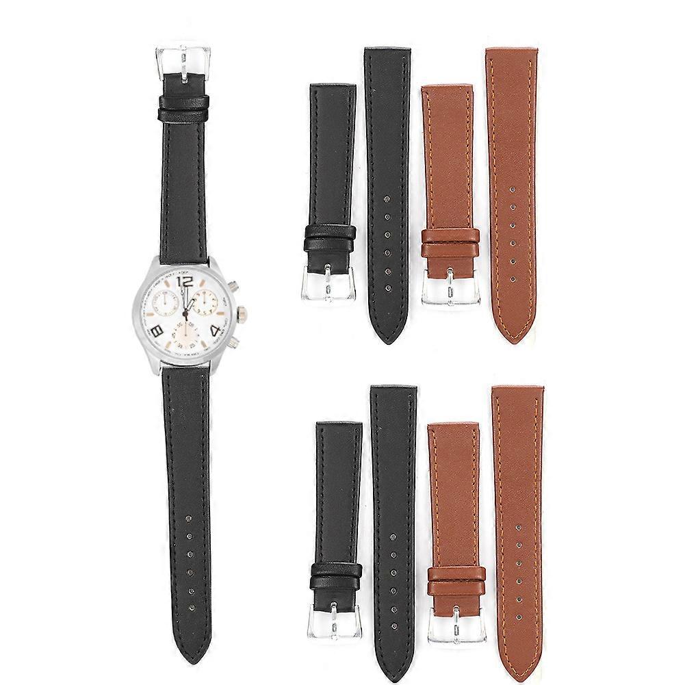 4 Pack Universal PU Leather Watch Straps with Pin Buckle