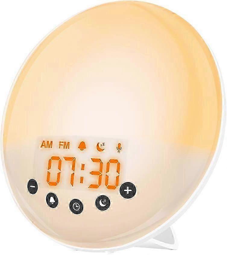 2025 Child'S Light Up Alarm Clock Dawn And Dusk Simulator Radio Alarm Clock Touch Led Light Recording Bedside Lamp Nightlight With 30 Brightness Level