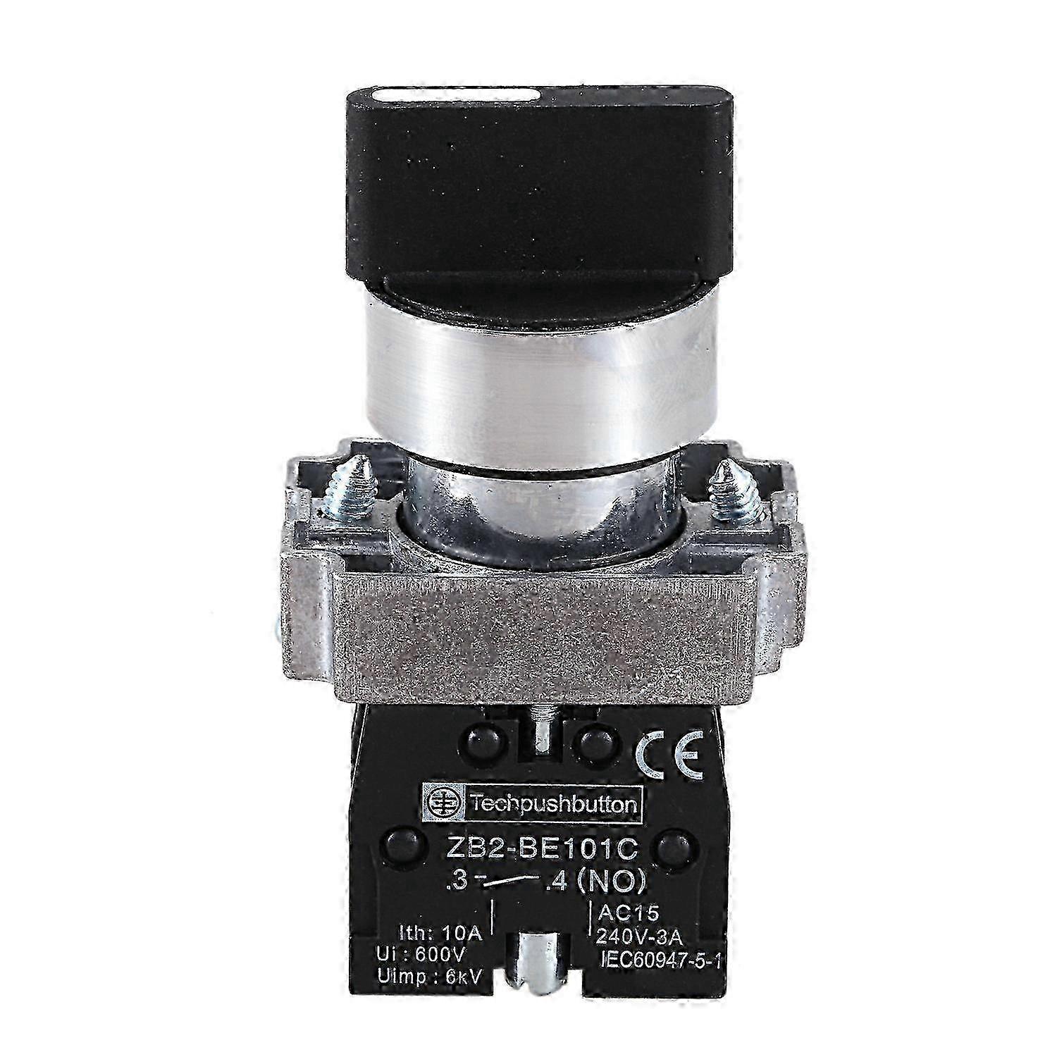 2025 22mm Latching 2 NO 3-Position Rotary Selector Select Switch Compatible with ZB2-BE101C Black