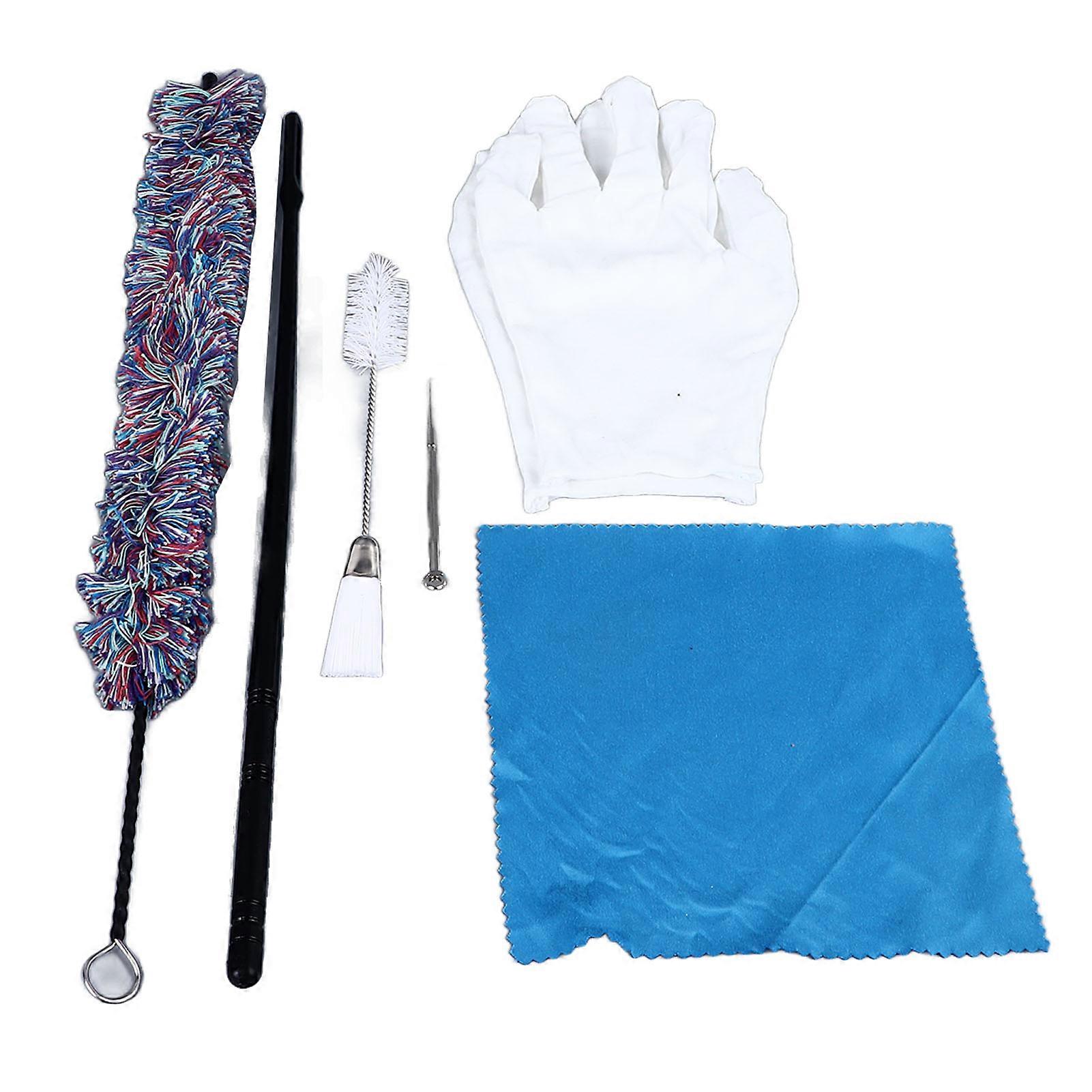 Saxophone Cleaning Kit, 7 Pieces, Mouthpiece Brush for Saxophone, Flute, Clarinet, with Screwdriver, Cleaning Cloth, Colorful Gloves