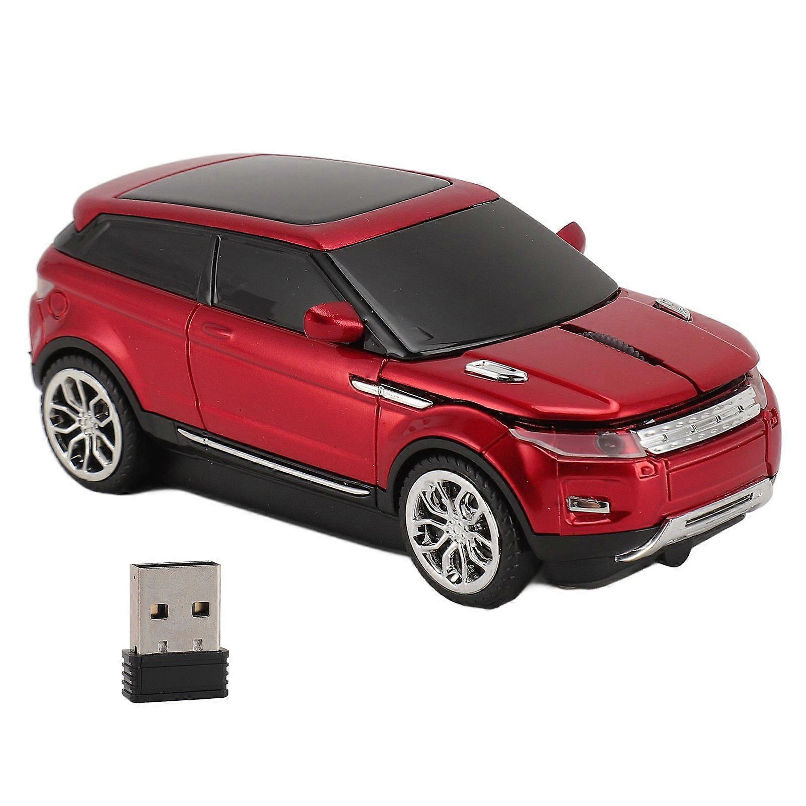 Car Shape Wireless Gaming Mice 2.4GHz 1600 DPI Cool 3D Car Shape Computer Mouse with USB Receiver for Laptop Red