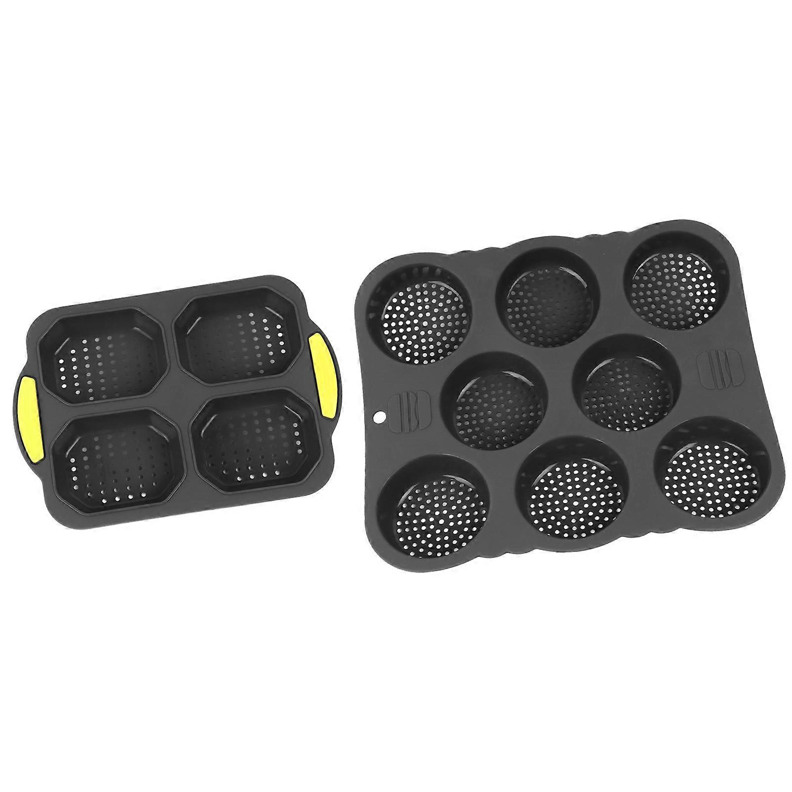 8 Cavity Silicone Hamburger Mold & 4 Cavity Baguette Pan Set