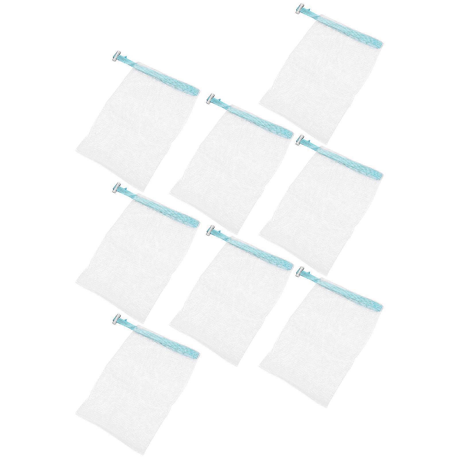 Soap Net Sack Face Cleaning Net Shower Sky-Blue 14x10cm Foaming 8Pcs