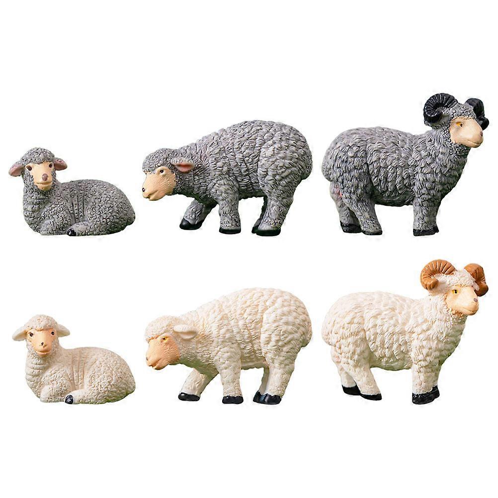 Miniature Sheep Figurine Resin Statue for Decoration 12Pcs Set Assorted Color