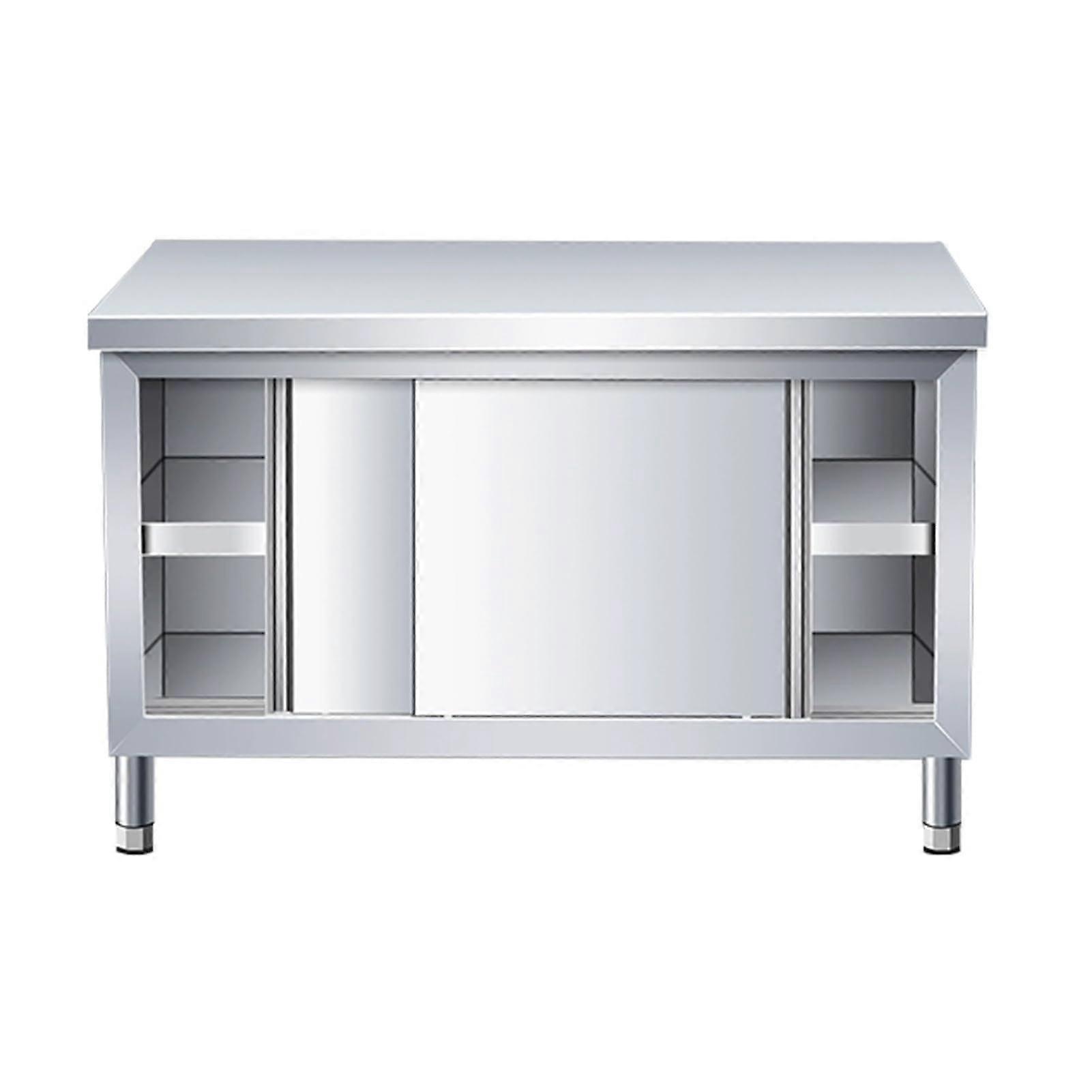 Stainless Steel Work Table with Cabinet Heavy Duty Commercial Prep Table For Kitchen And Restaurant Use 80x50x80 cm