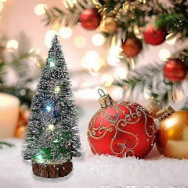 Mini Cedar Christmas Tree with Integrated LED Lights for Tabletop Festive Decoration and Display