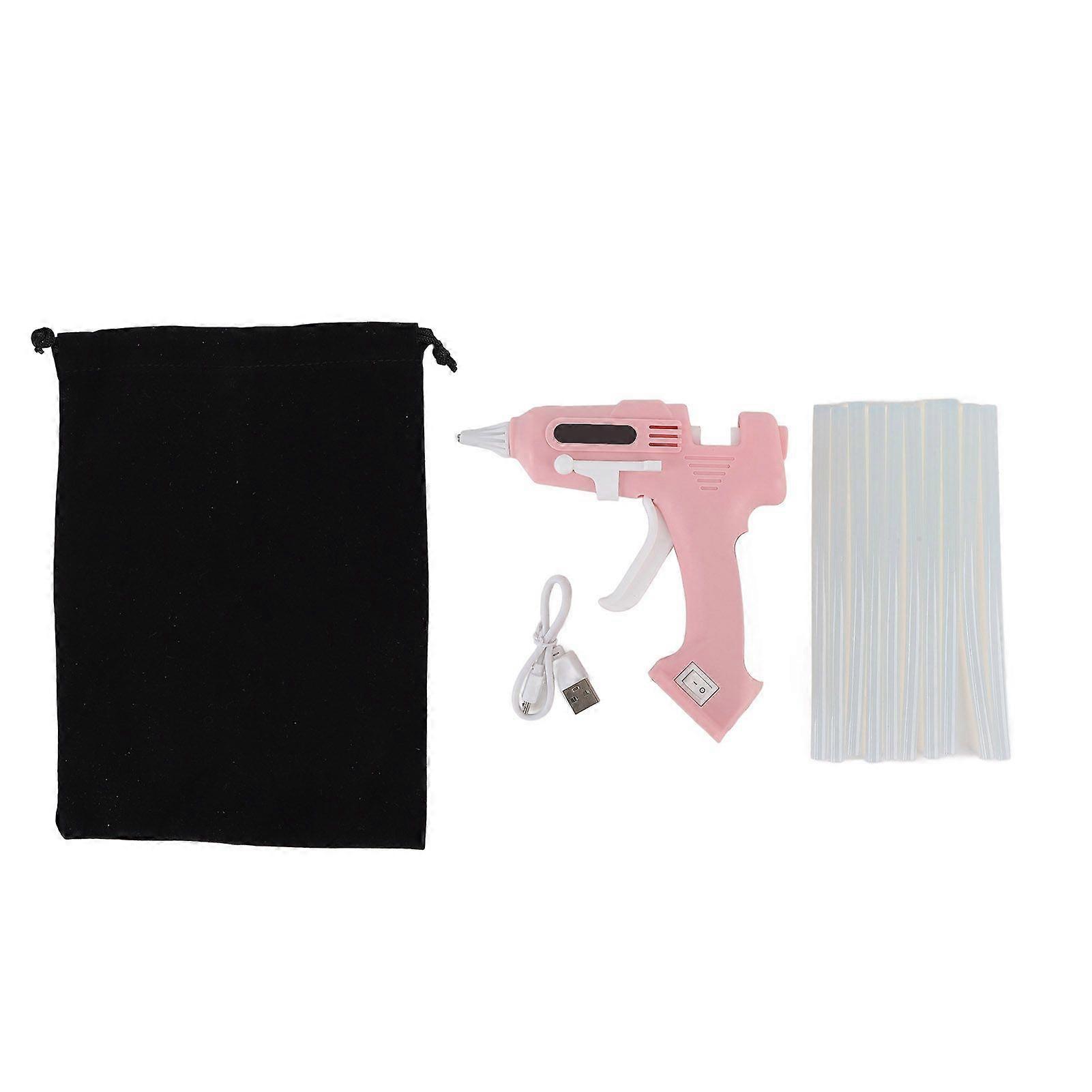 Electric Hot Glue Kit with 10Pcs 7mm High Adhesion Sticks Cordless Hot Melt Glue Tool for Home and Crafting Light Red