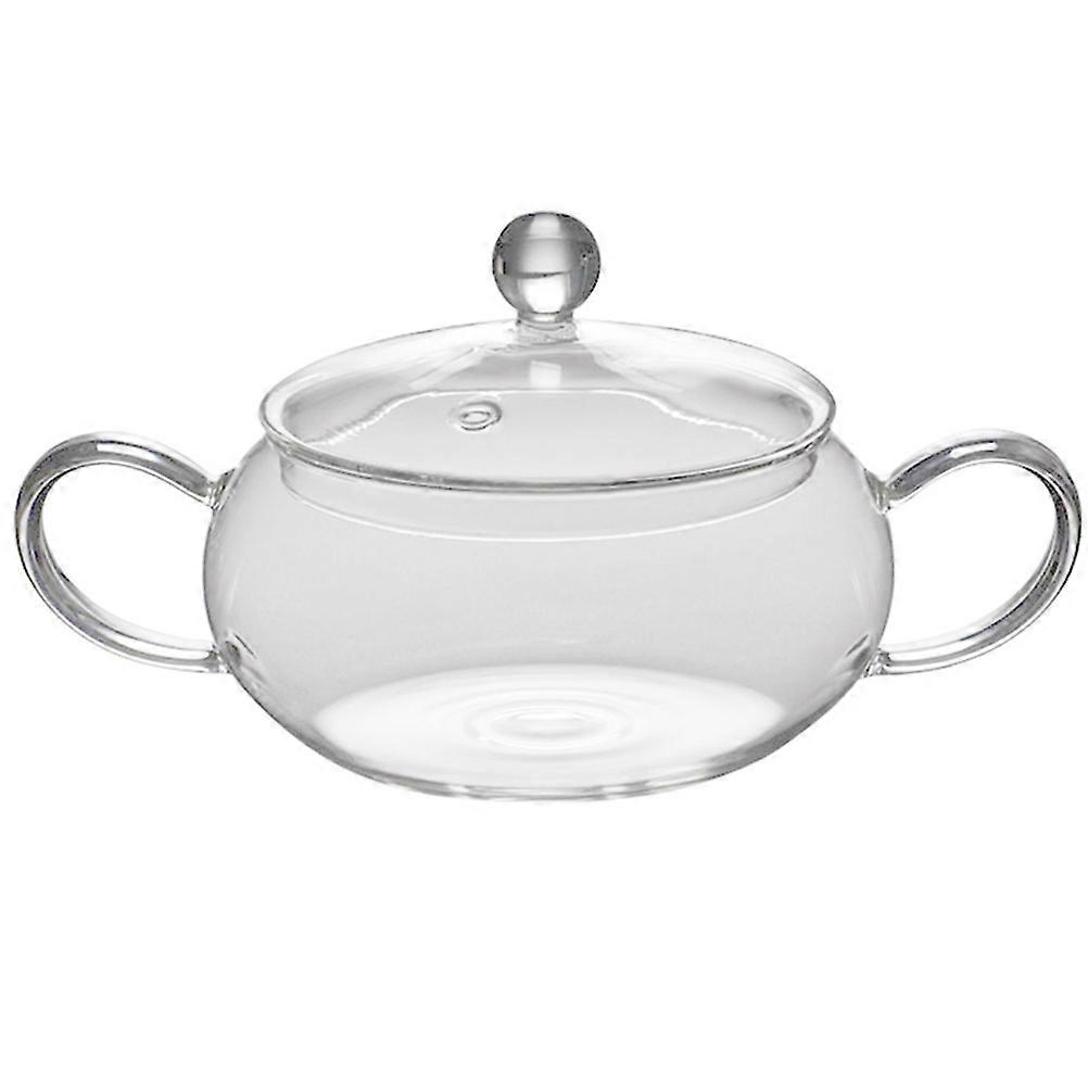 Glass Stew Pot Kitchen Pot for Serving 2Pcs Transparent Clear Design