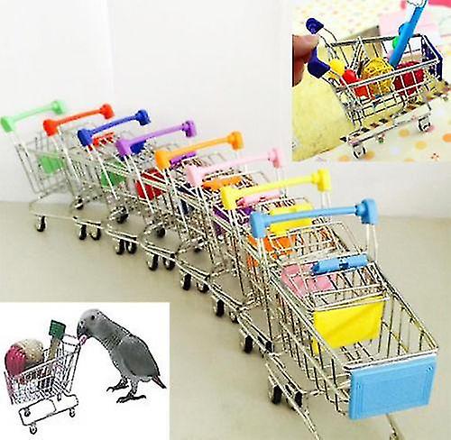 Bird Toys New Colorful Pet Bird Parrot Hamster Mini Supermarket Shopping Cart Trolley