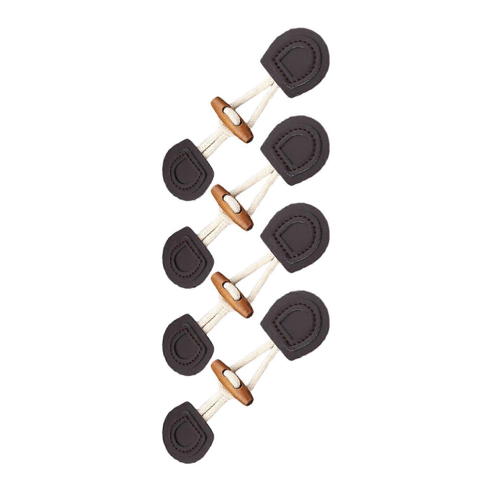 4 Pieces Toggle Closure Buttons, DIY Sewing Knitting Buttons Clothing Accessory Button Fasteners for Duffle Coat Shawl Sweater Cape , Dark Brown