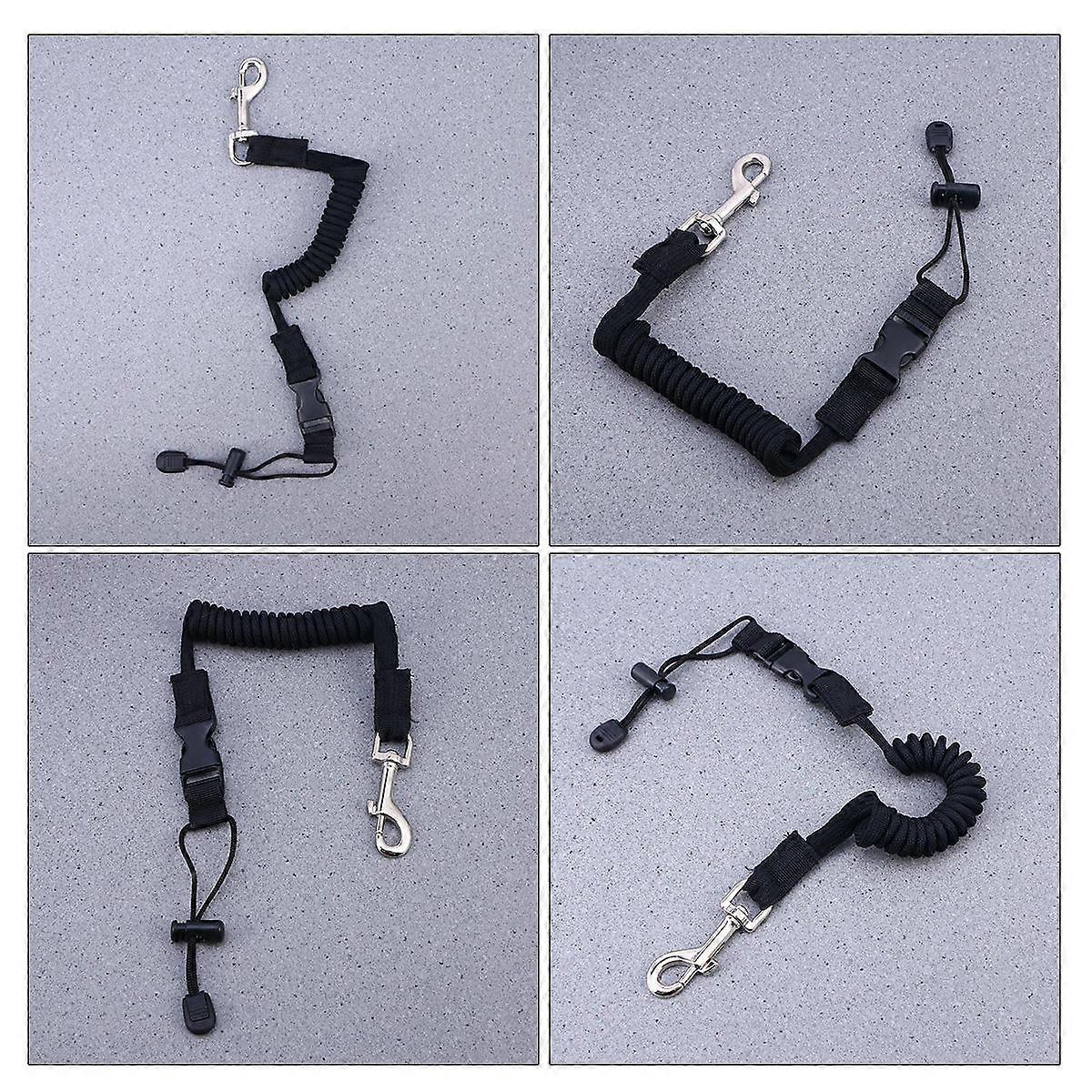 Paddle Rod Elastic Paddle Leash for Boat Use 2Pcs Black Safety Tether
