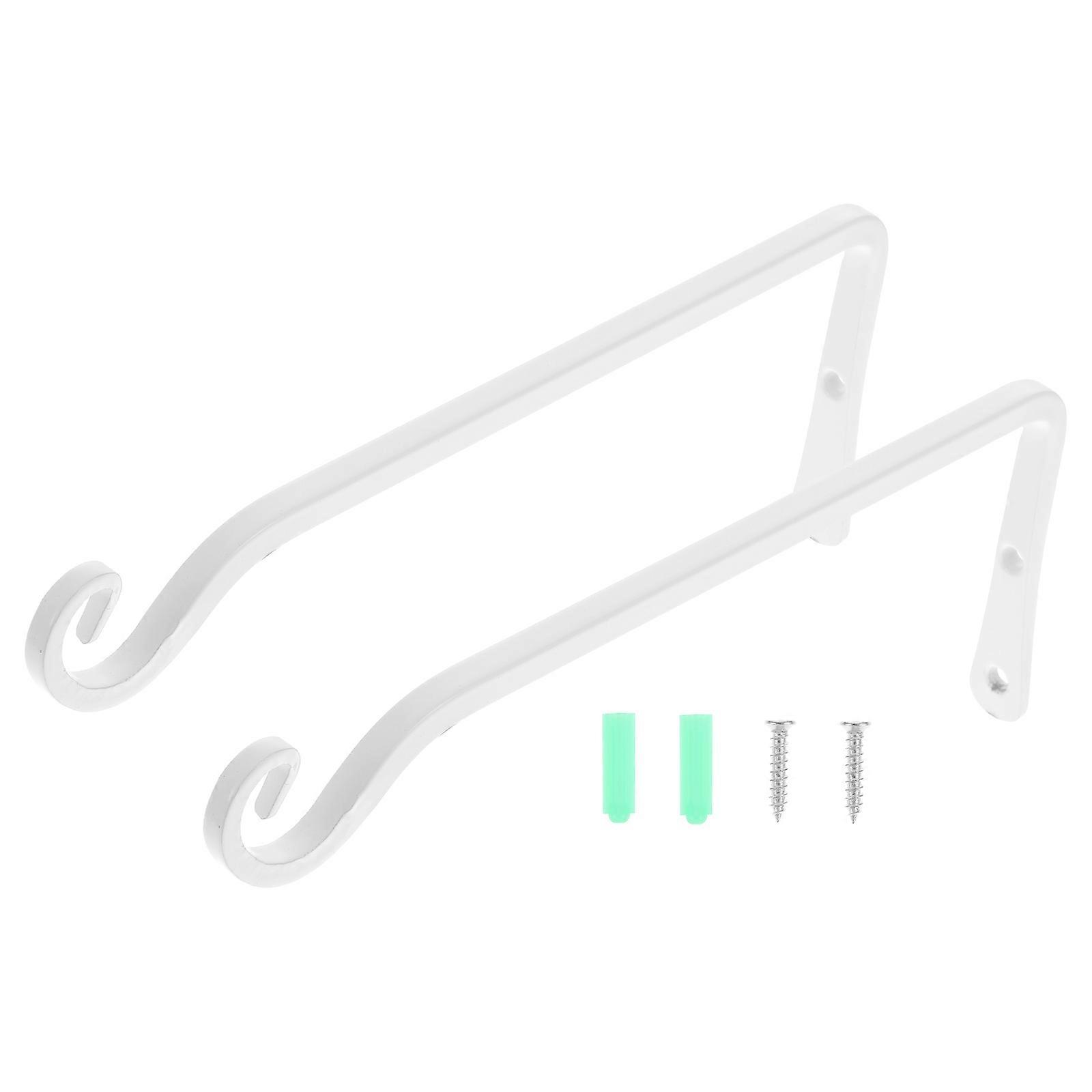 Hanging Basket Holder For Garden Decor 2Pcs Compact Iron Planter Hooks Strong Loading Capacity White