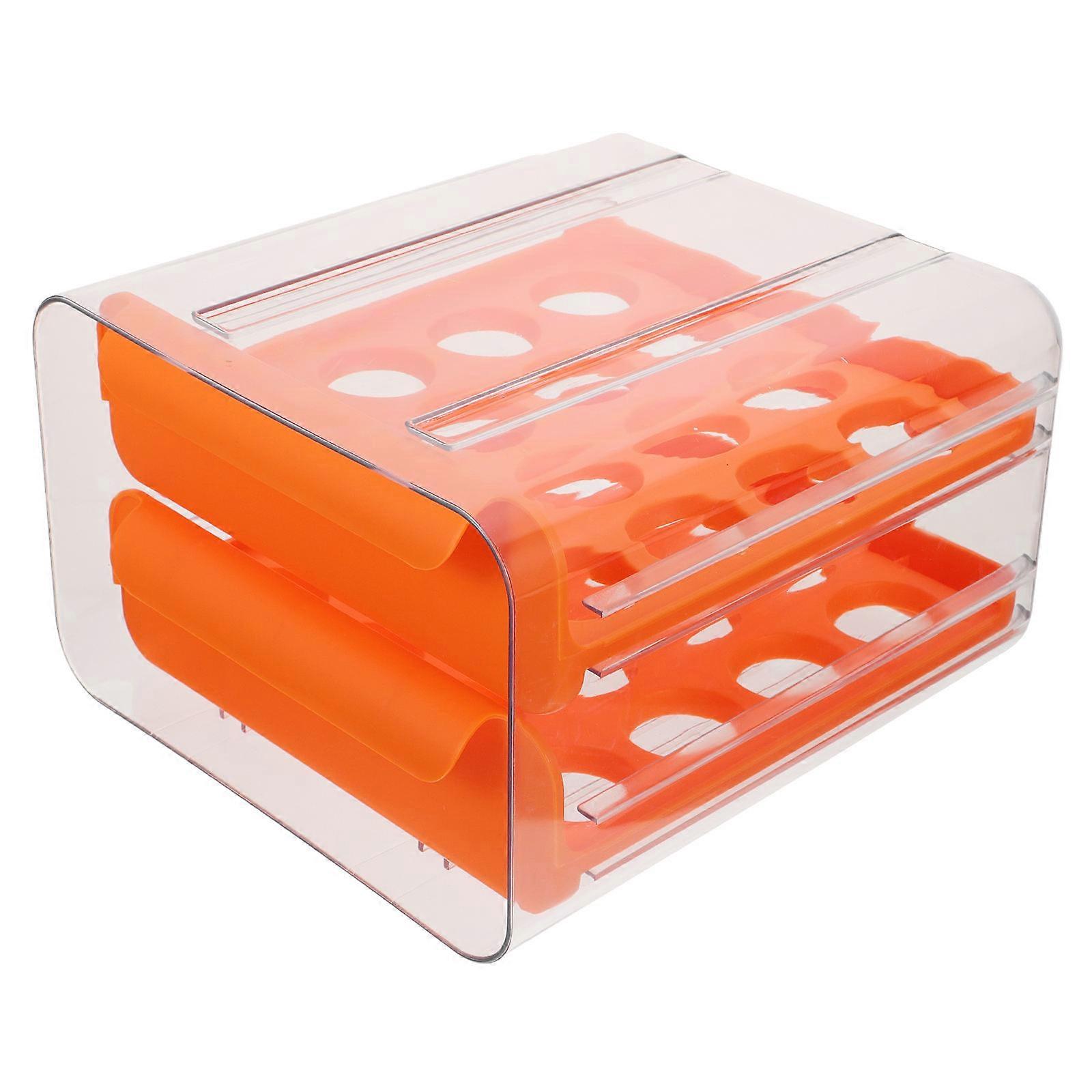 Fridge Egg Drawer Egg Organizer Refrigerator Storage Kitchen Use Orange Plastic Preventing Collision 1Pcs