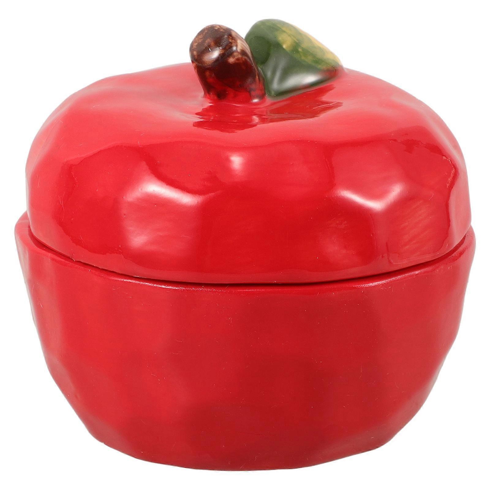 Ceramic Candle Jar Christmas Design Apple Shape Food Storage Container Sealed Lid 3Pcs