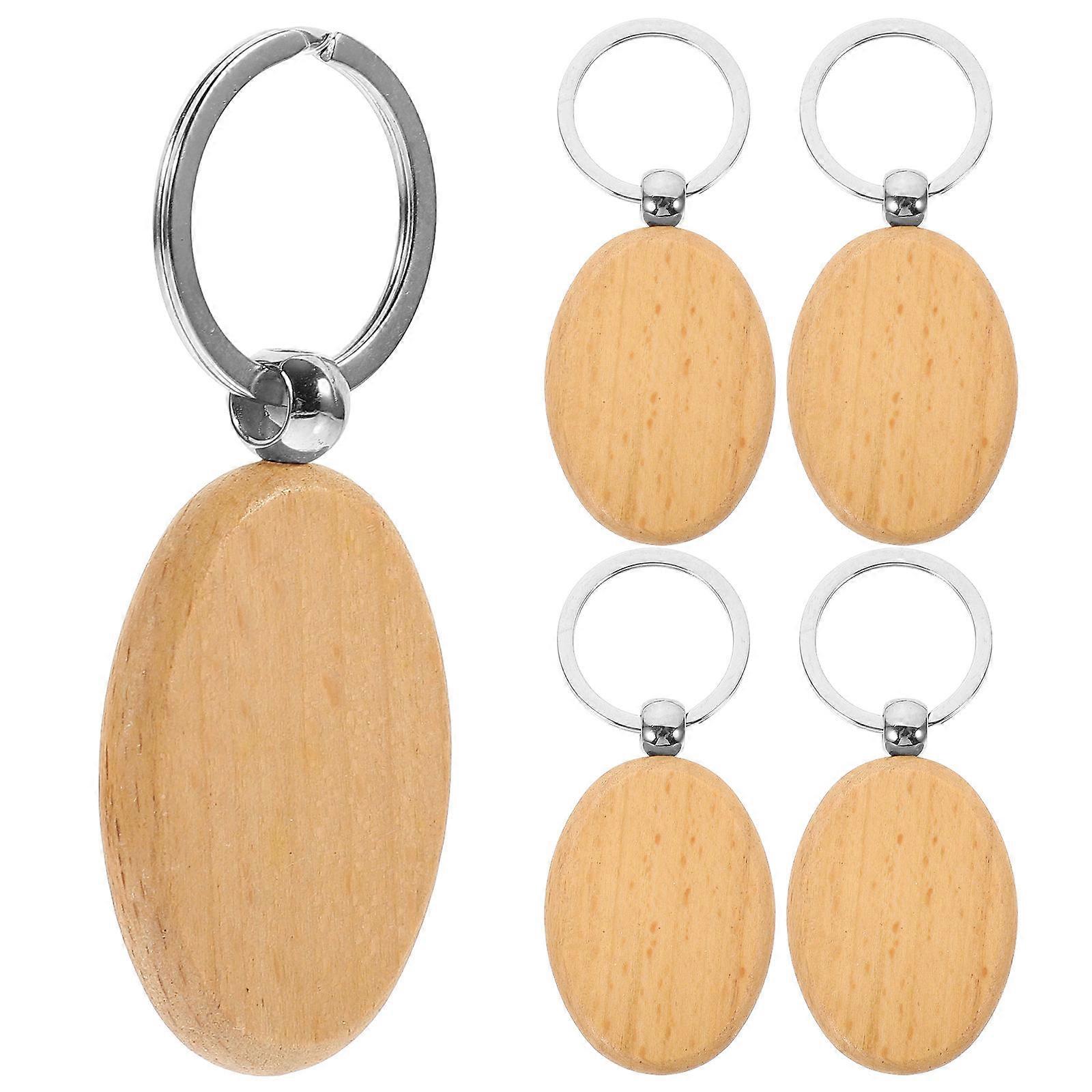 Engravable Wood Keychain Blanks 12 Pcs Ideal For Key Identification Celebrating Occasions Light Brown Simple Rectangular