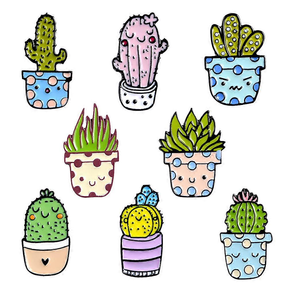 Cactus Brooch Set Alloy Drip Oil Brooch for Use 16Pcs Creative Design