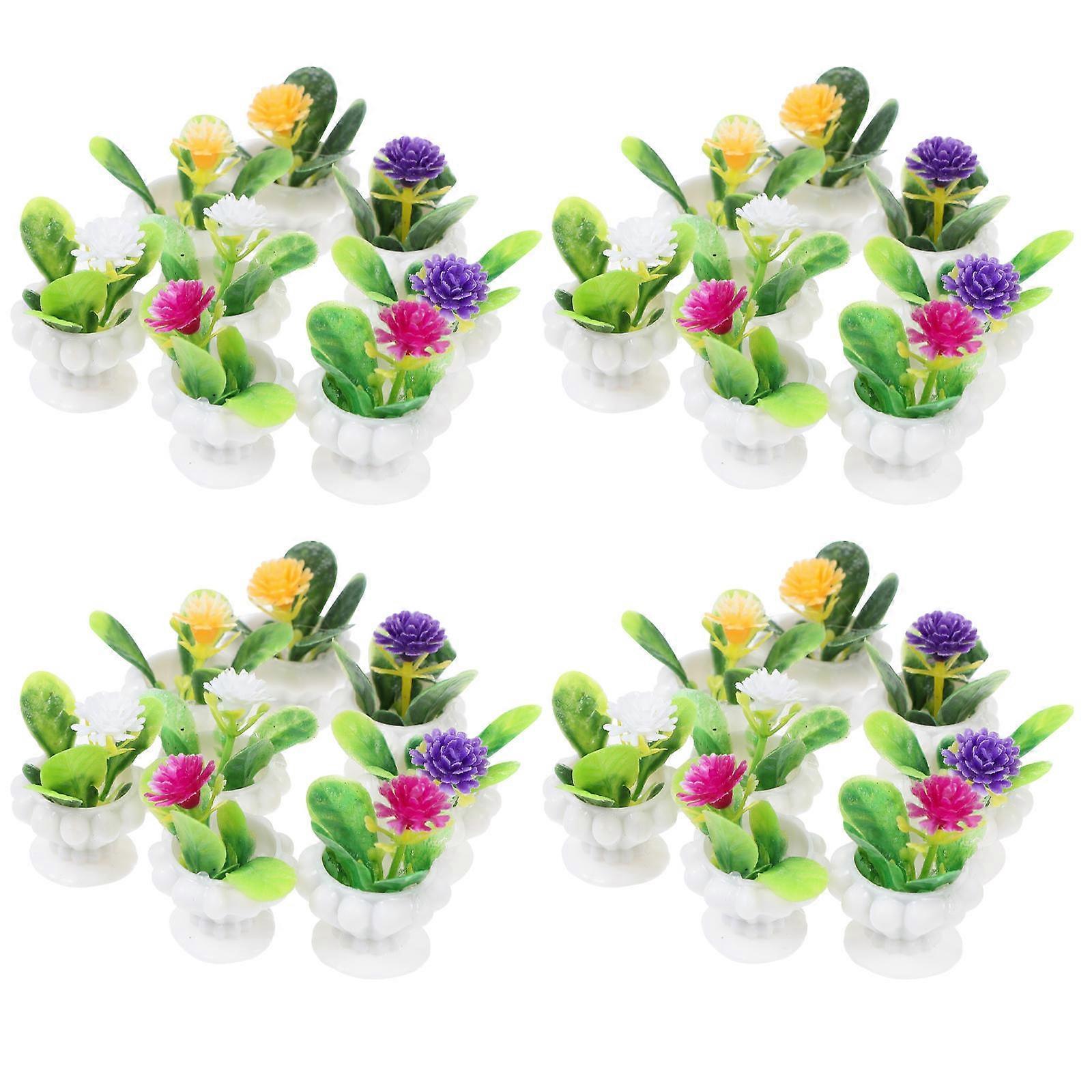 Simulated Mini Plant Decor Plastic Bonsai Model for Decoration 64Pcs