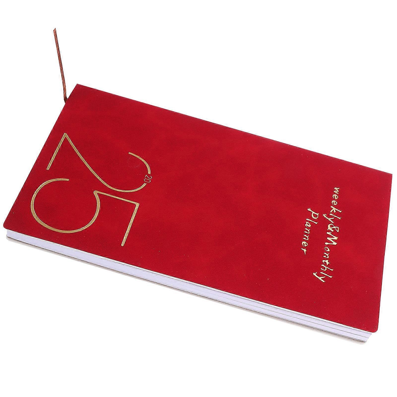 2025 Planner Book 2Pcs Fashion English Planner Management Journal For Office Use And Daily Planning Red Color Rectangular Shape