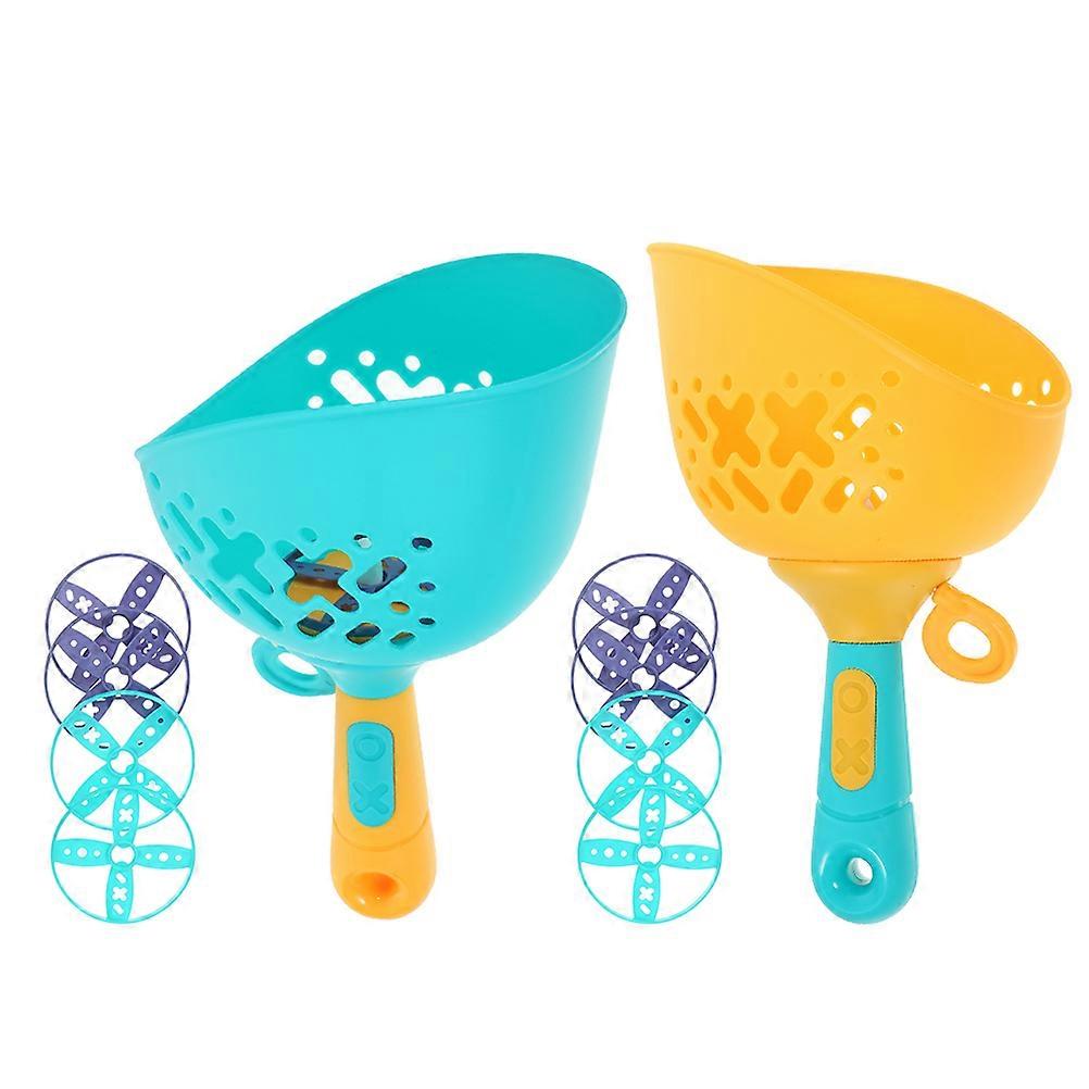 Kids Flying Disc Launcher Toy Interactive Outdoor Play 8Sets