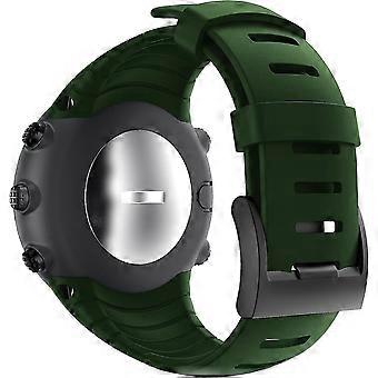 For Suunto Core Strap Military Green, Silicone Replacement Strap For The Suunto Core Smartwatch With Metal Buckle And Black Clasp, Fits 140mm-230mm St