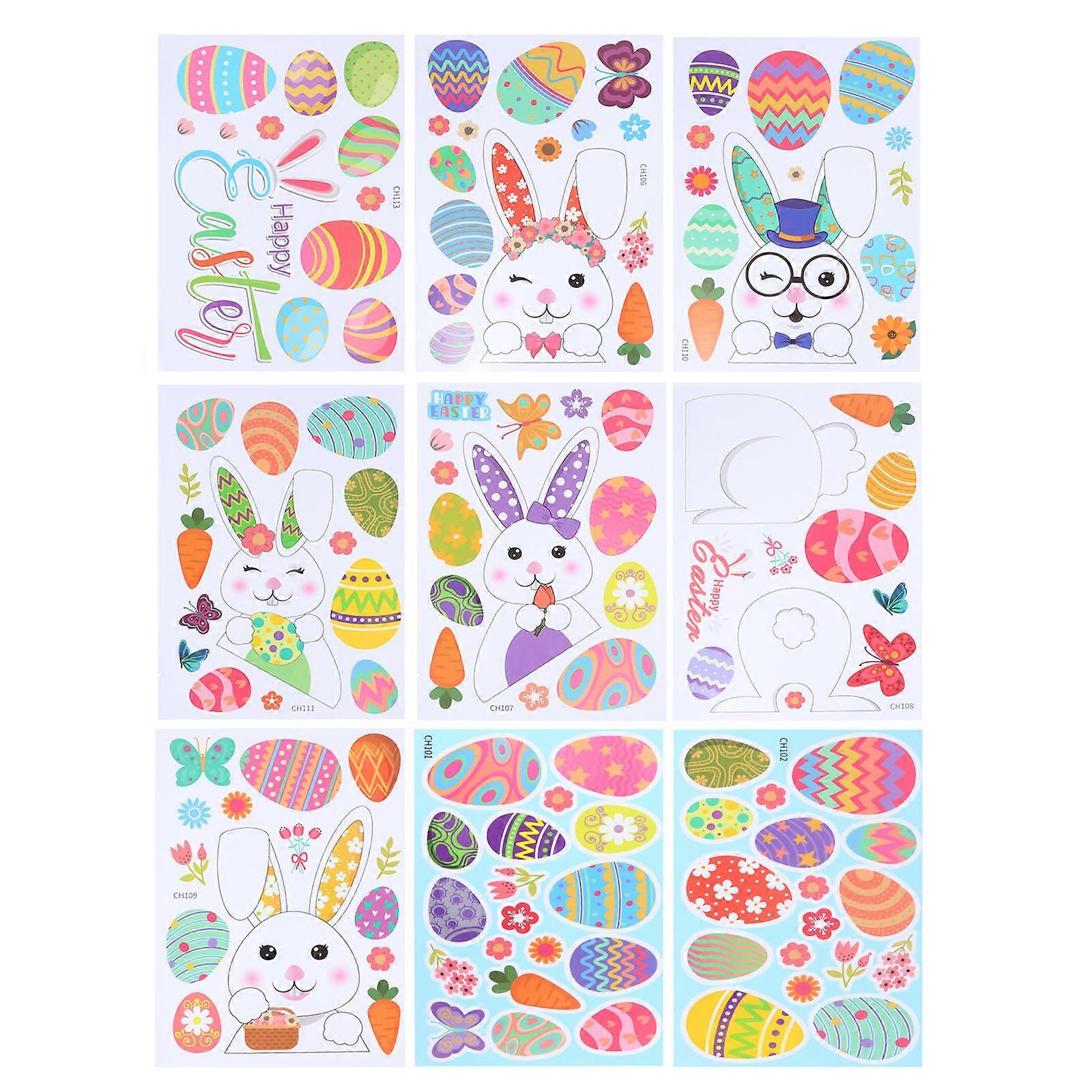 Easter Egg Static Decals for Decor 27 Sheets Multi Color