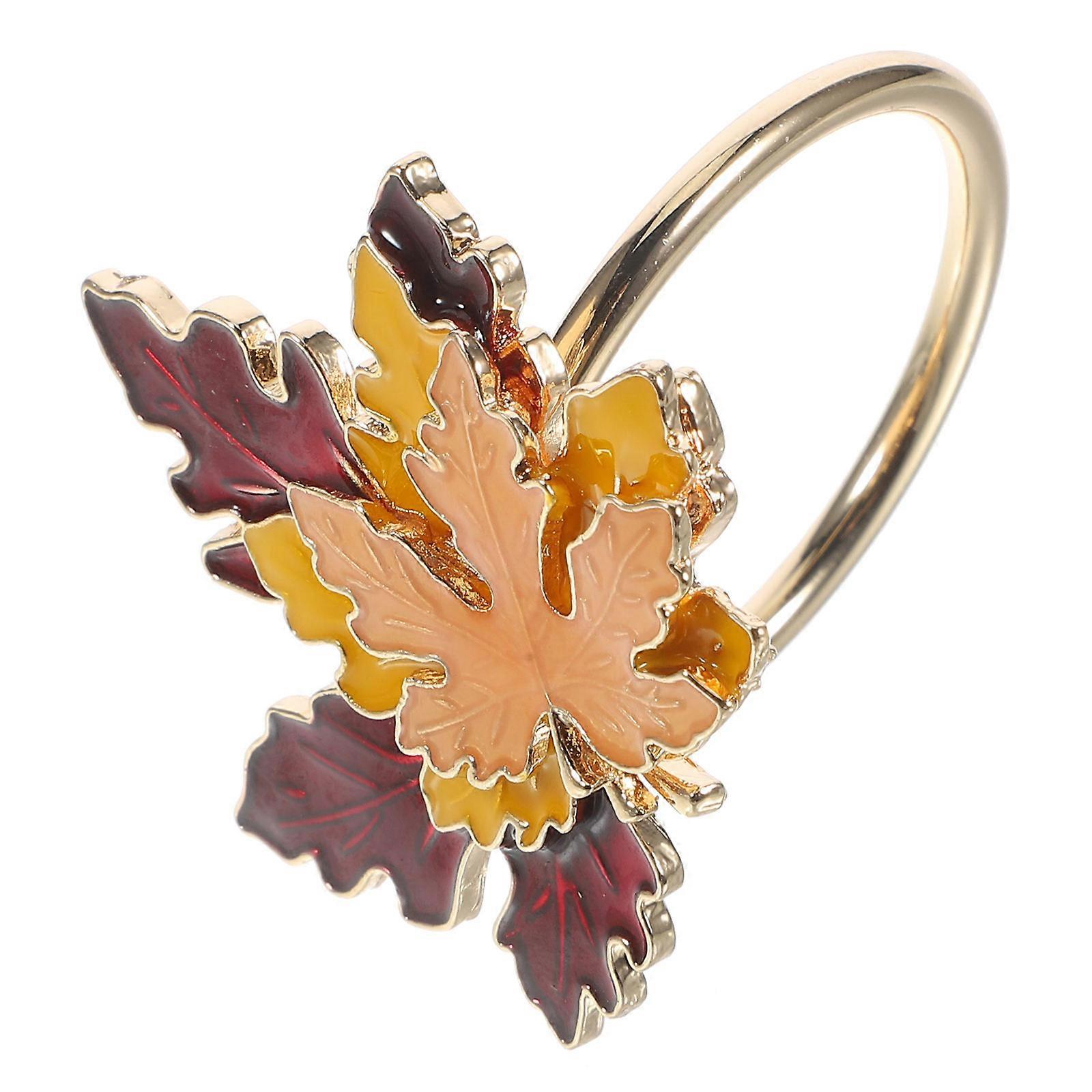 Maple Leaf Napkin Rings Metal Napkin Ring for Table 4Pcs Dinner Decor