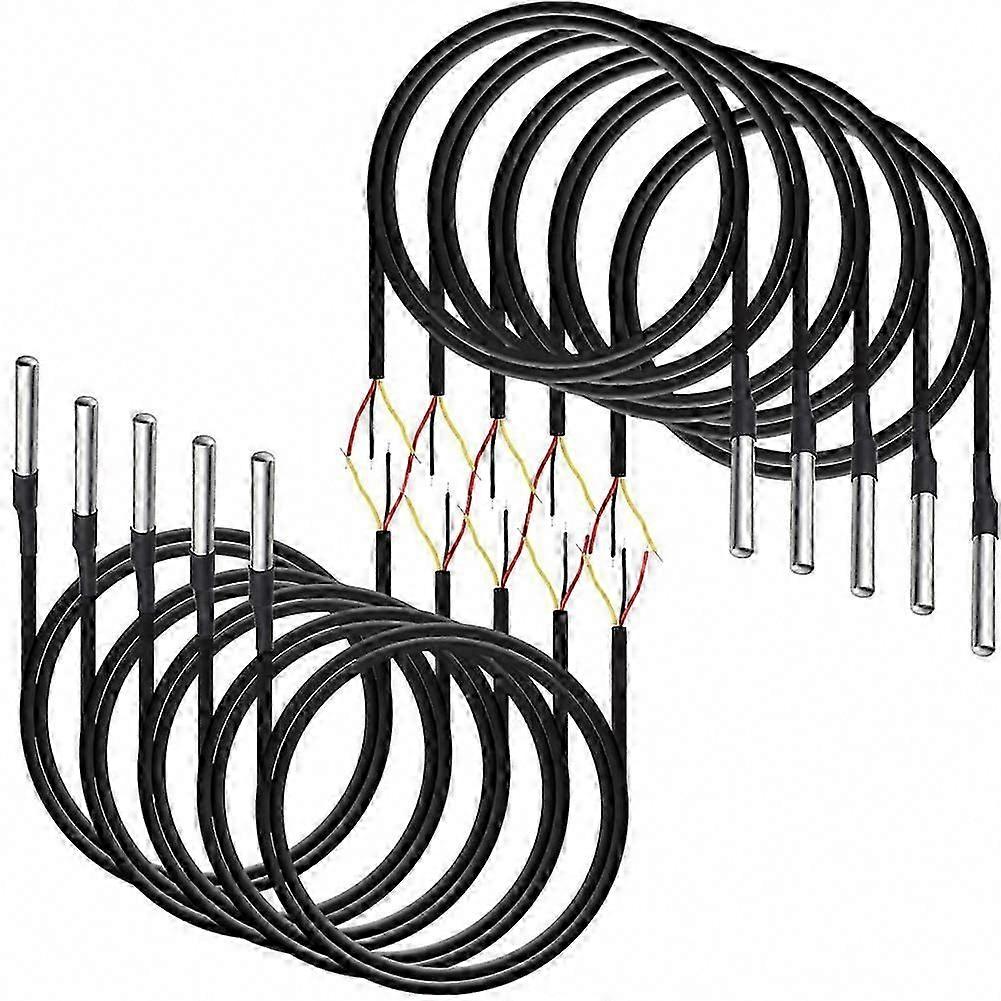 10Pcs Waterproof DS18B20 Digital Temperature Sensor Cable (-55C to +125C)