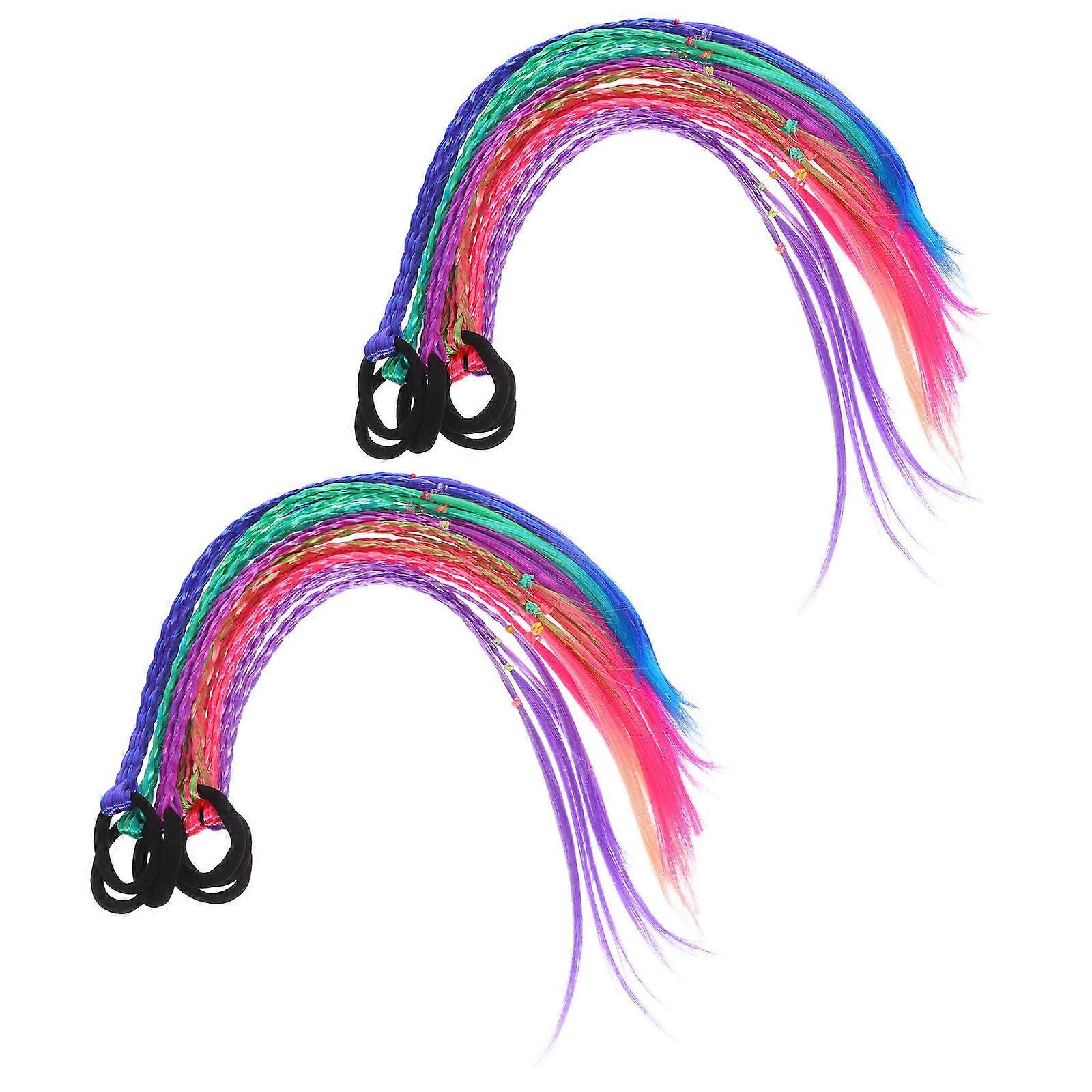 Multi Colored Kids Ponytail Hair Extensions 36Pcs Braid Ponytail Set