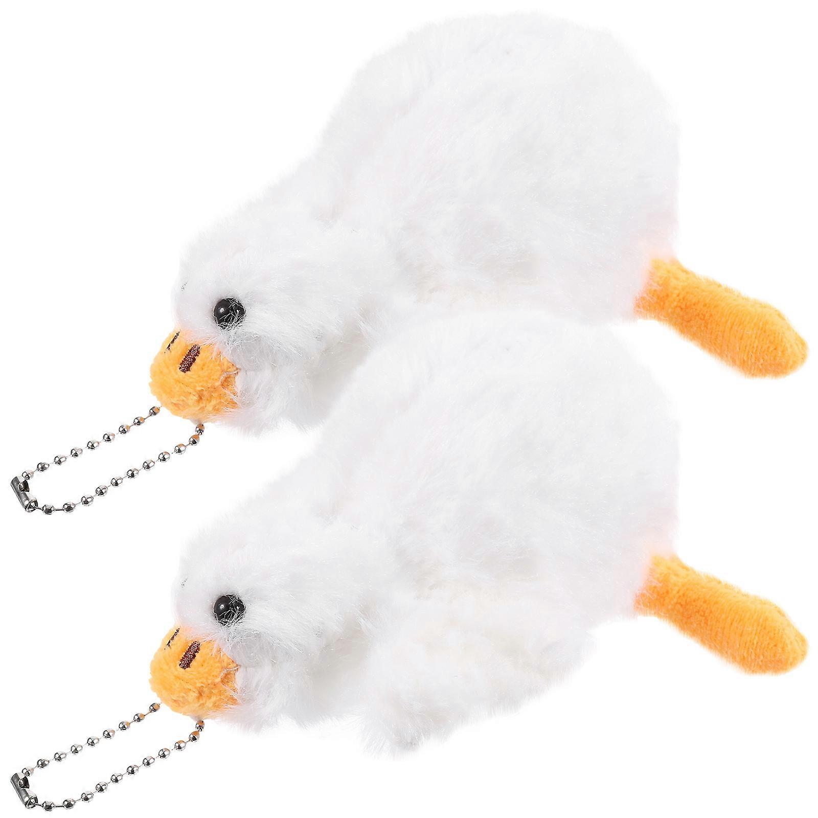 Cute Plush Goose Pendants Designed For Daily Use And Gift Giving In White Color 2Pcs