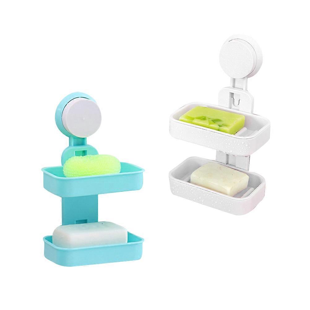 Soap Dish 2Pcs Assorted Color Space-Saving Design Bathroom Accessories Storage for Holding Soap