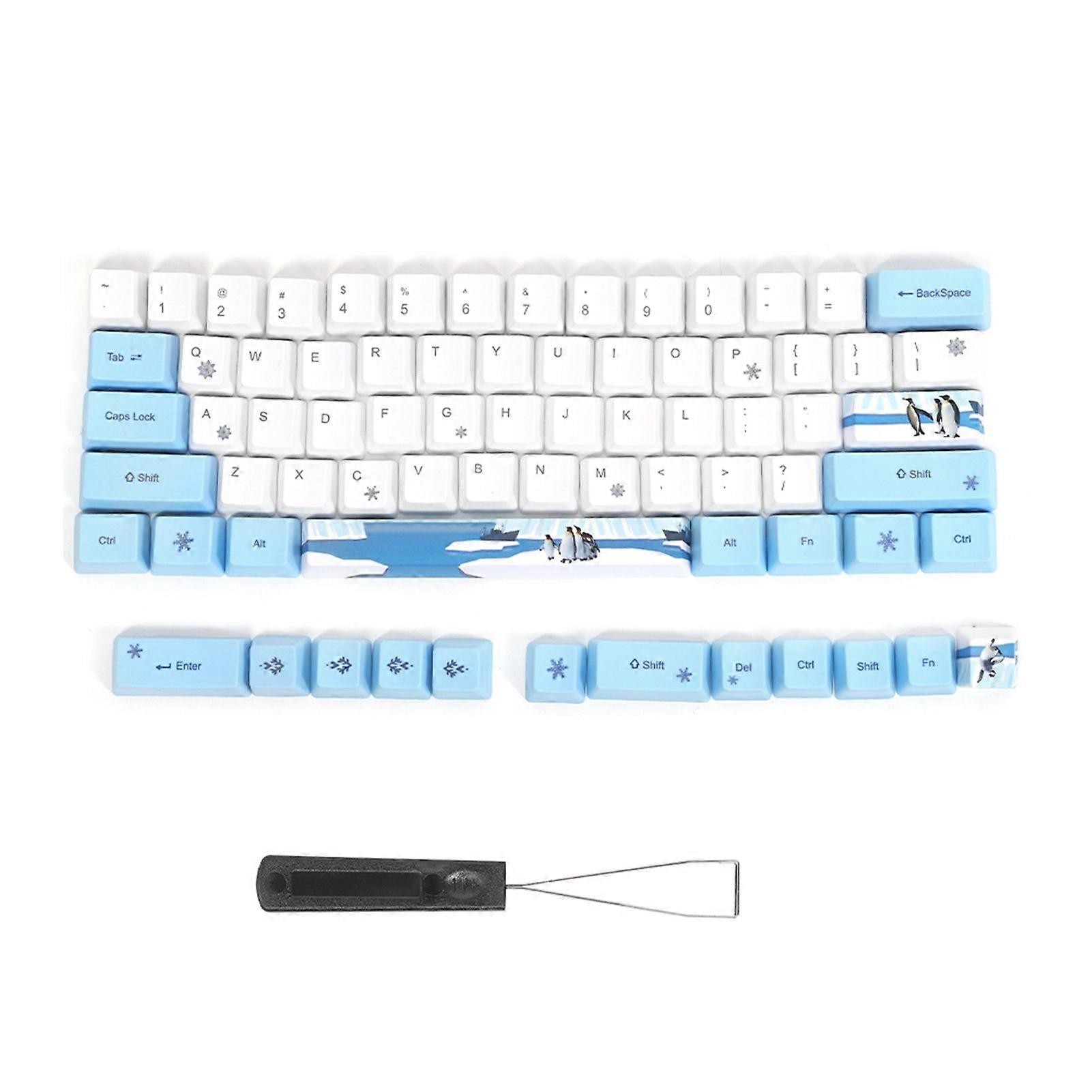 73PCs Sublimation Keycaps PBT Mechanical Keyboard Accessory PC Parts with Cute Pattern6064 Penguins-Pattern