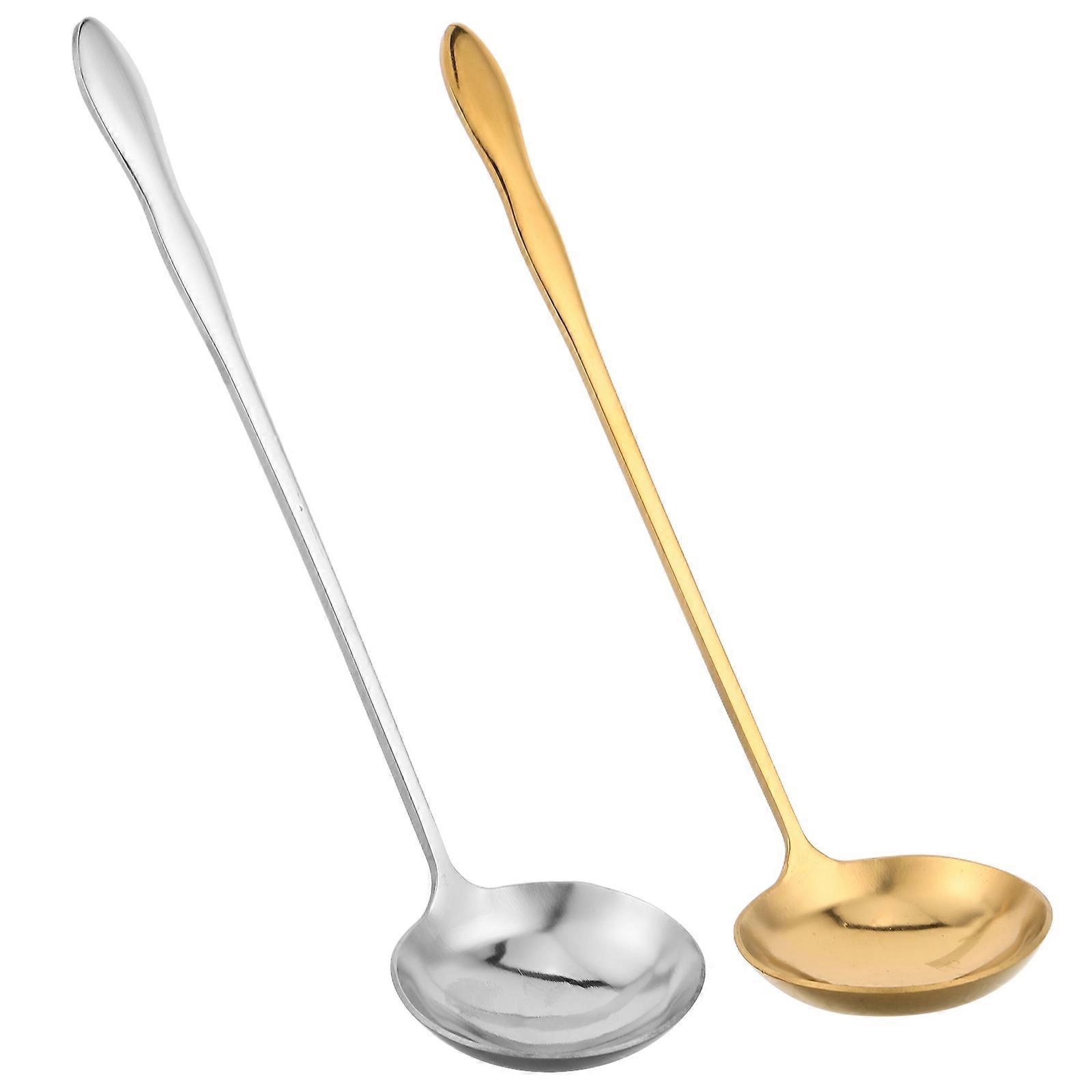 Long Handle Mixing Spoons Stainless Steel Serving Spoons 4Pcs for Kitchen