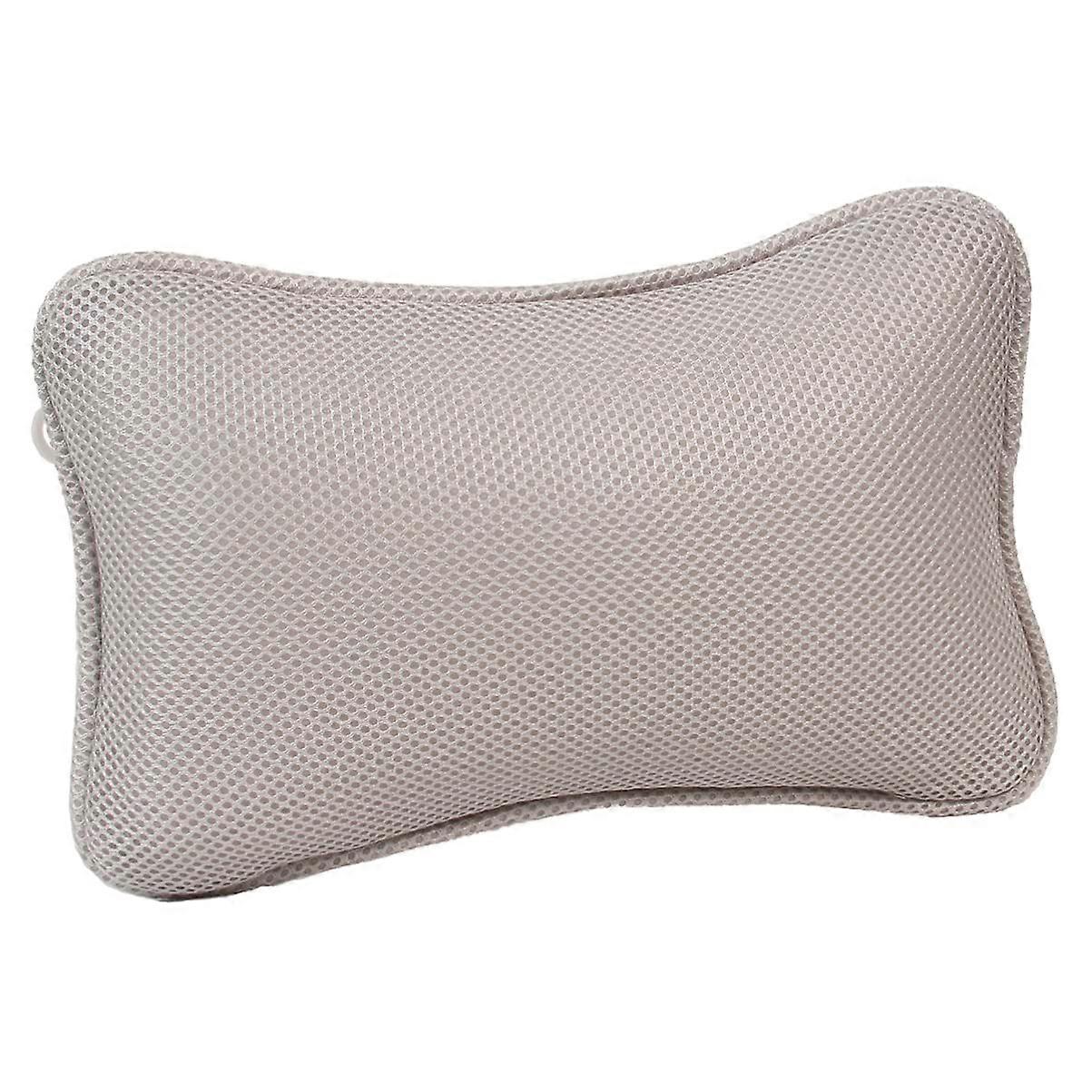 3D Mesh Bathtub Pillow With Suction Cups, Head And Shoulder Support, For Standard Bathtubs, Grey