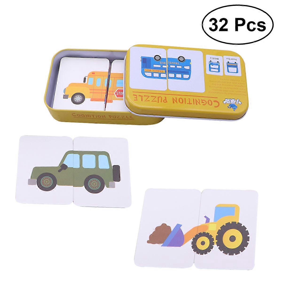 Recognition Cards Cognition Puzzle Flash Cards for Early Education 32Pcs