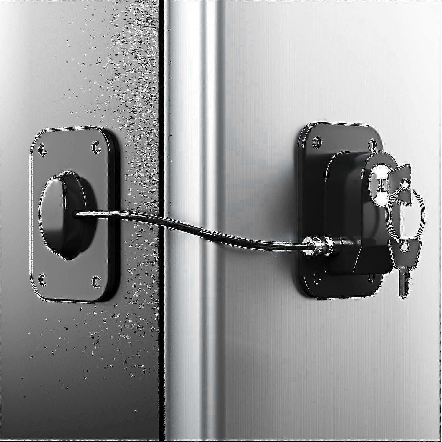 Refrigerator Lock, Fridge Lock with Silicone Wire Protection Fridge Locks for Kids Easy to Use and Install Fridge Locks with Key Surface-Friendly Free