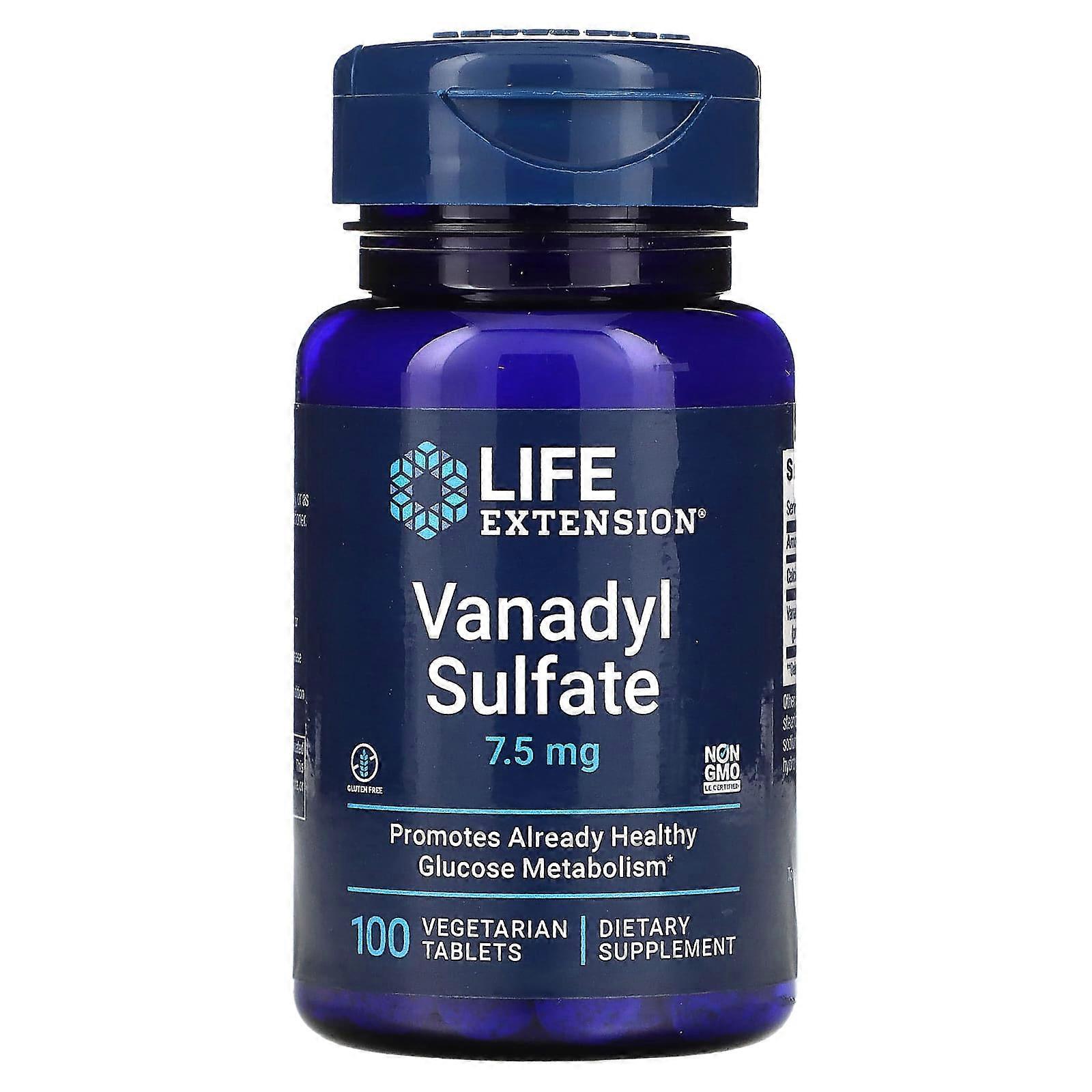 Vanadyl Sulfate, 7.5 mg, 100 Vegetarian Tablets