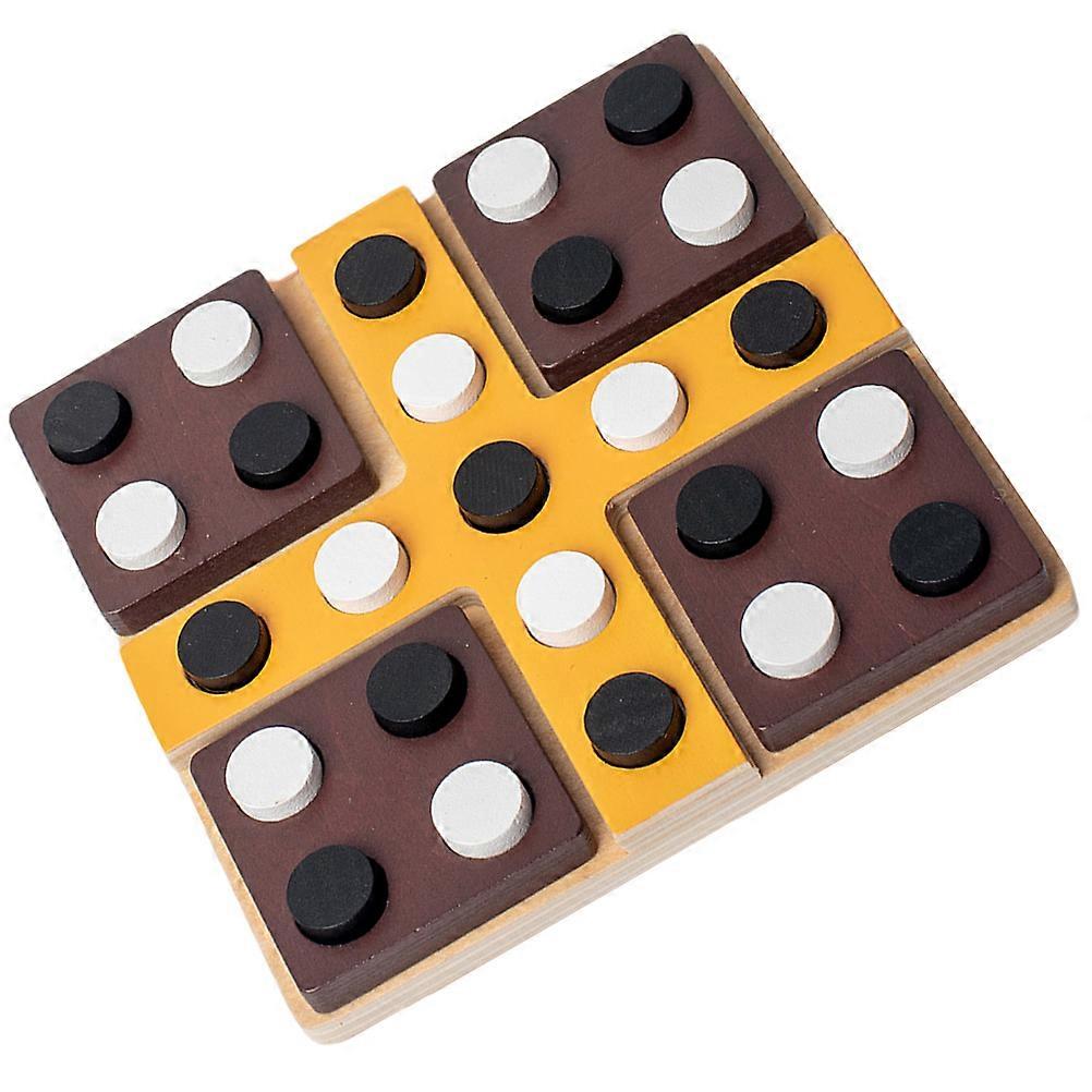 Wooden Rotatable Four-in-A-Row Chess Game Set for Brain Exercise 1Set
