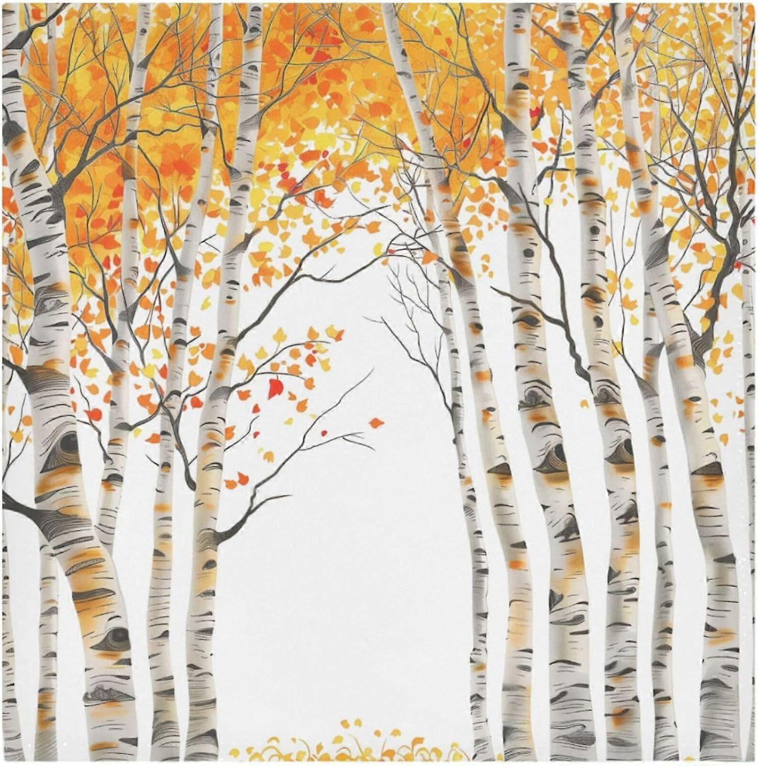 Luxuriant Table Cloth Napkins Set of 4, Autumn Forest Birch Trees 20 x 20 Inch