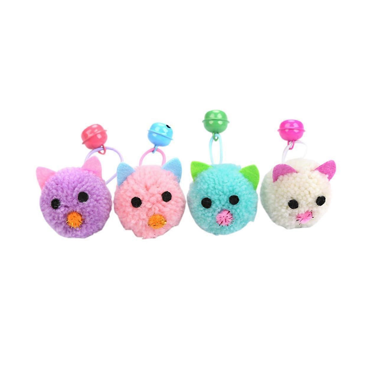 Cat Plush Mouse With Bells Interactive Soft Scratch For Kittens 4Piece Set Colors Purple Pink Blue White