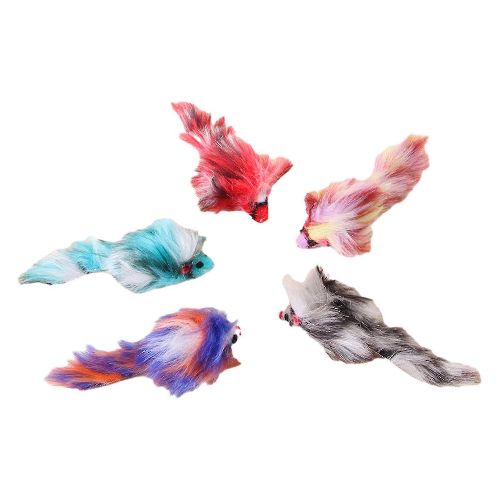 Plush Mouse Cat Toy Colorful Faux Fur Mice Toy for Kittens Interactive Hunting Instinct Toy for Indoor Cats