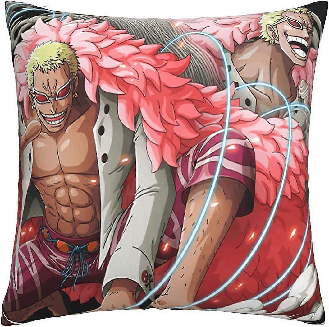 n342 Anime One Piece Doflamingo Fronha Capa de Almofada com Zíper Invisível Capa de Almofada Macia Fronha Durável para Sofá Sofá-Cama Casa Carro Escritório Dec