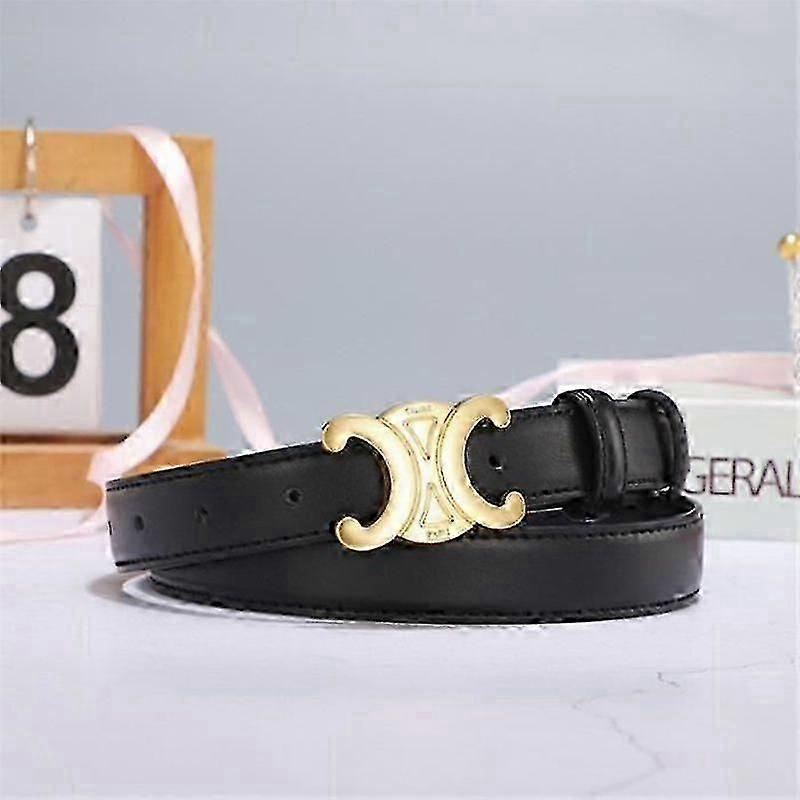 Cinturón de Mujer - CC - Cinturón de Piel de Mujer - Negro - Moda - Círculo Único