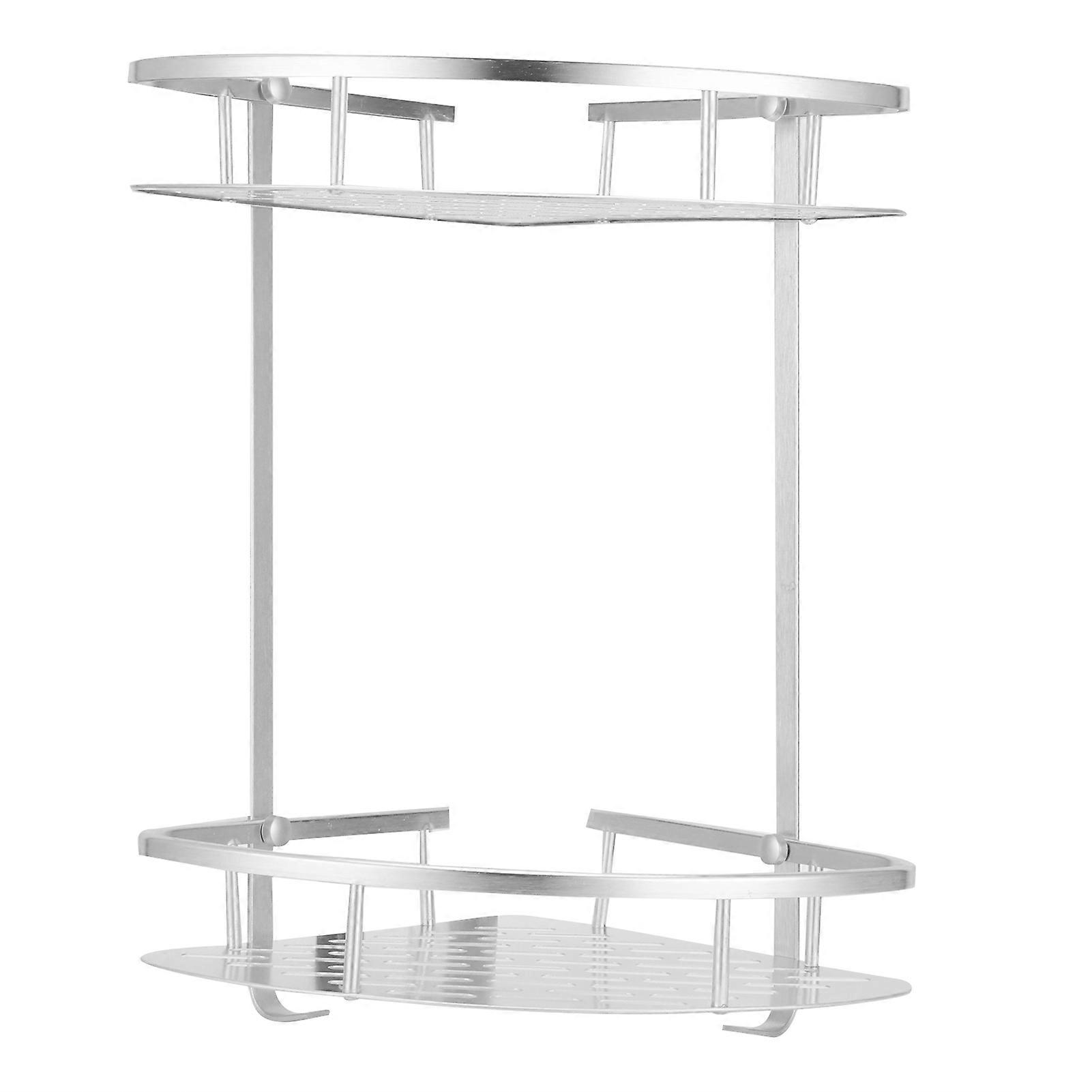 2 Layer Corner Shower Shelf Wall Mounted Aluminum Rack for Bathroom Kitchen Dormitory