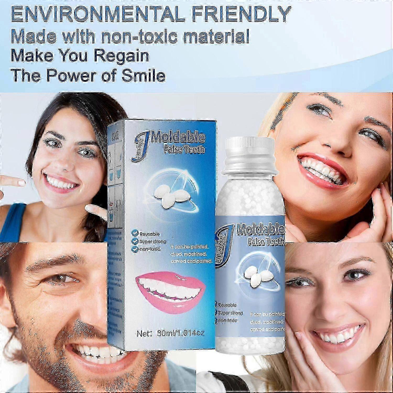 30ml成形可能な入れ歯白い粒子再利用可能な無毒の一時的に充填する笑顔を取り戻す