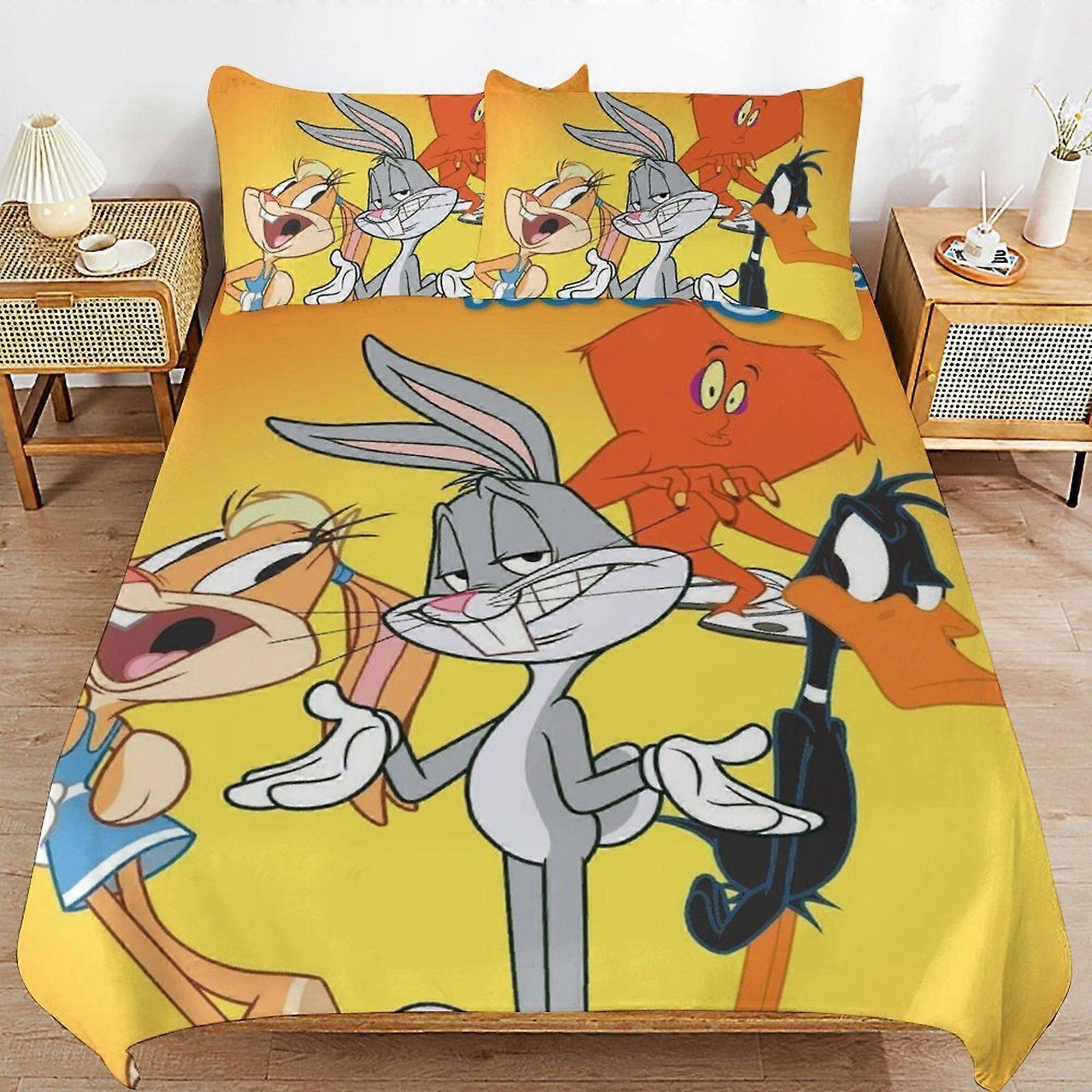 E364 The Looney Tunes Show Soft Zip Access Comfort Line Strong Fabric Handling Thread Weave Duvet Cover Sets Room Fit F364
