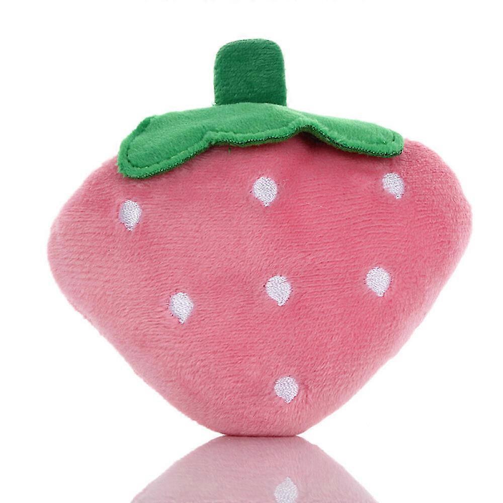 Strawberry Puppy Plush Toy Set, 3-Piece Puppy Teething Toy, Squeaking Interactive Chewing Toy, Suitable for Small to Medium-Sized Dogs