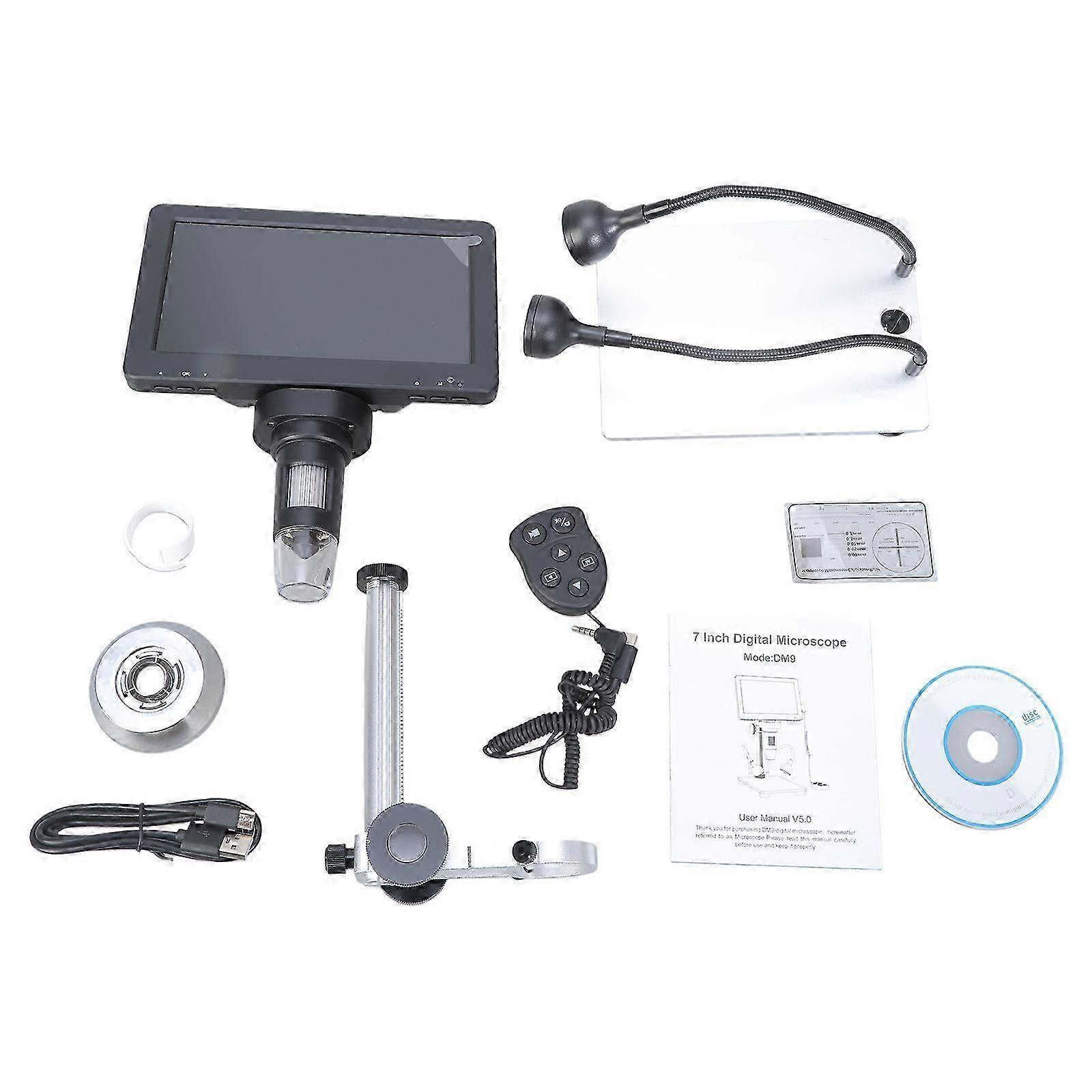 7 Inch Digital Microscope 1200x 12mp Camera Magnifier Long Object Distance compatible Pcb/smd Repair Soldering compatible W/ Wire Cont Myi