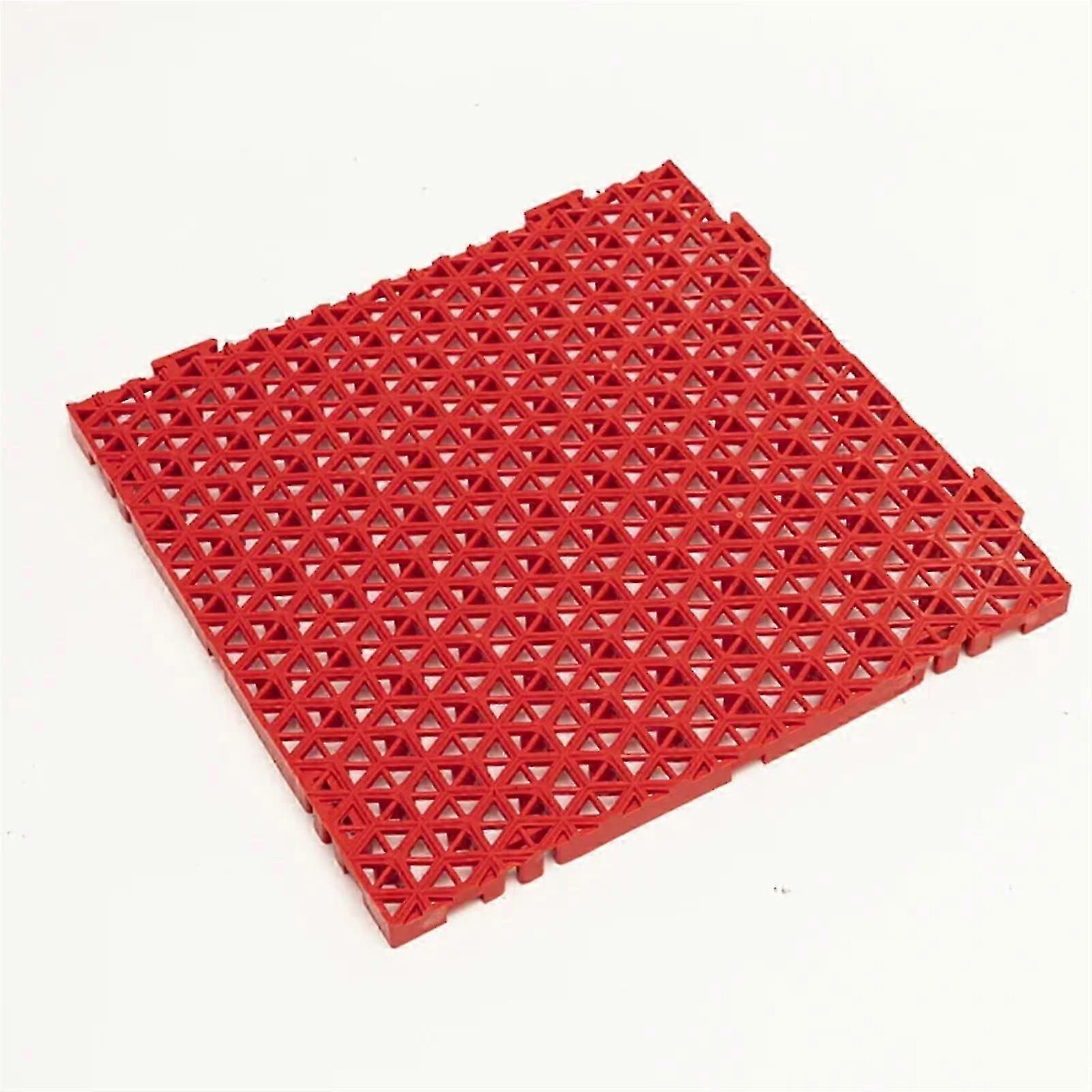Interlocking Floor Tiles PVC Plastic Non-Slip Bathroom Mat 30x30cm Thickened Red Corridor Splicing Tile