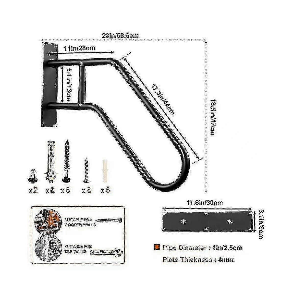 Handrails For Outdoor Steps Stair Railing , 1 To 3 Steps Stairs Wall Mounted For The Elderly, Disab